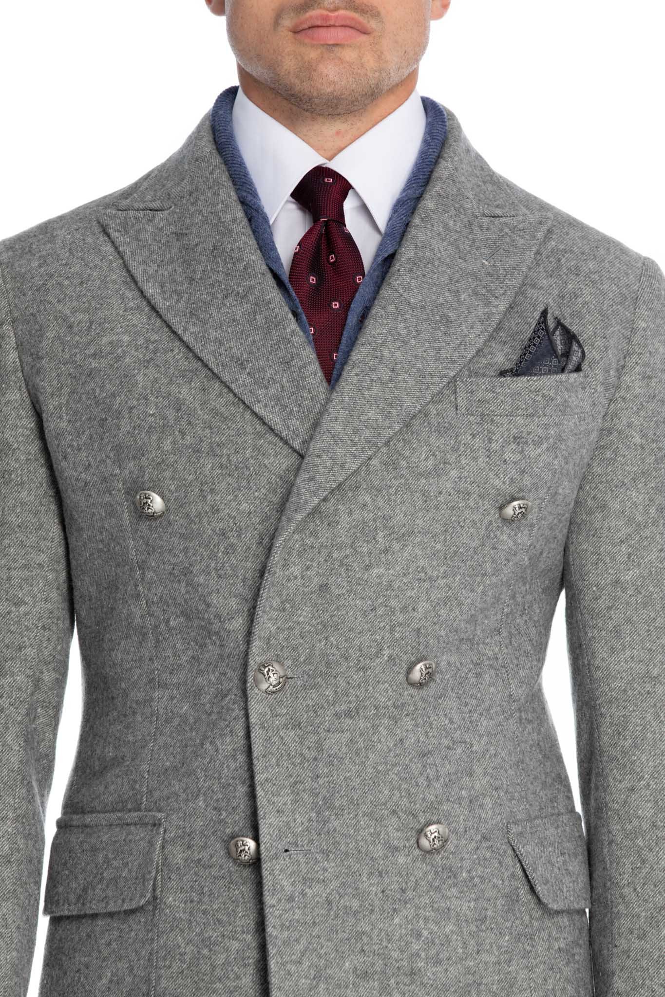 PALTON CASUAL GRI LA DOUA RANDURI DE NASTURE CU REVER SPIT