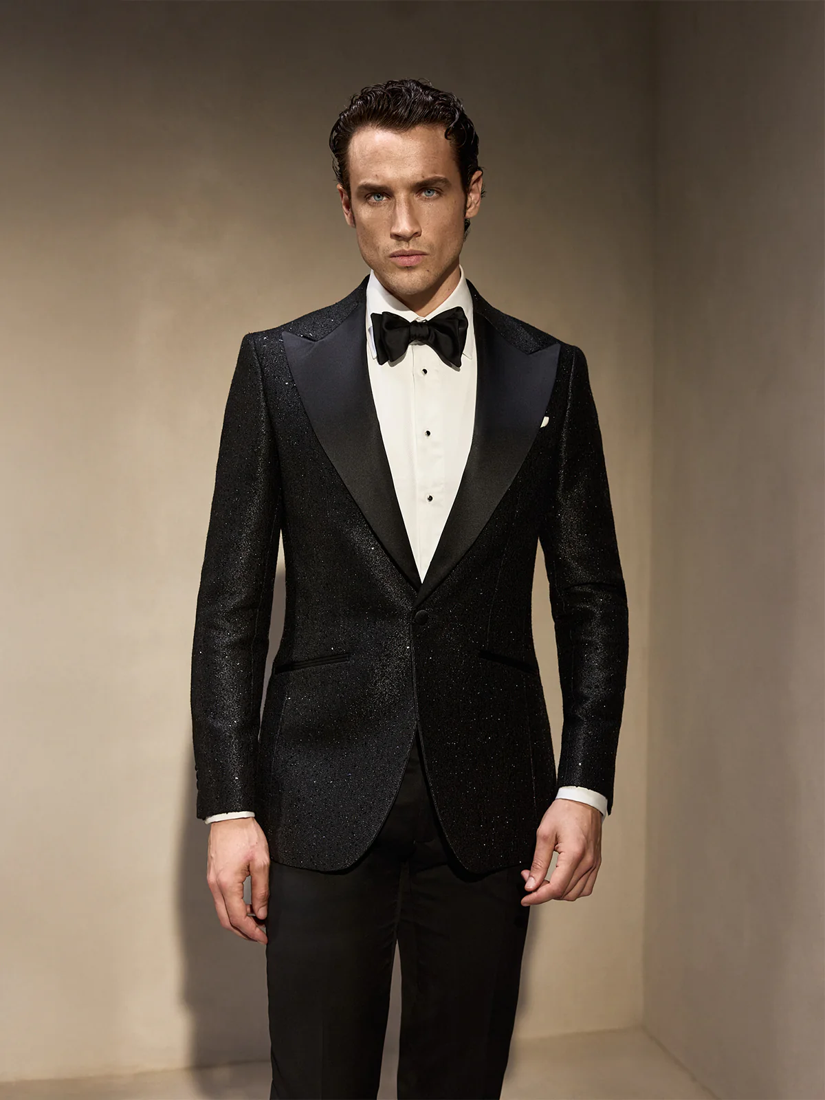 SACOU SMOKING MADE TO MEASURE NEGRU TESATURA CARLO POZZI