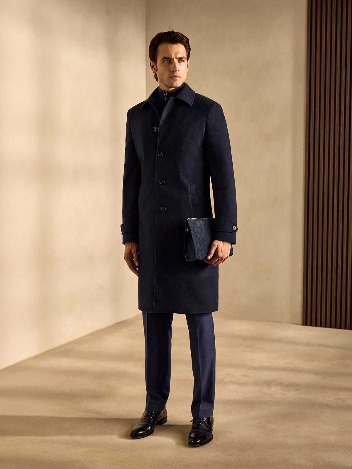 Palton navy Made to Measure, tesatura casmir Loro Piana