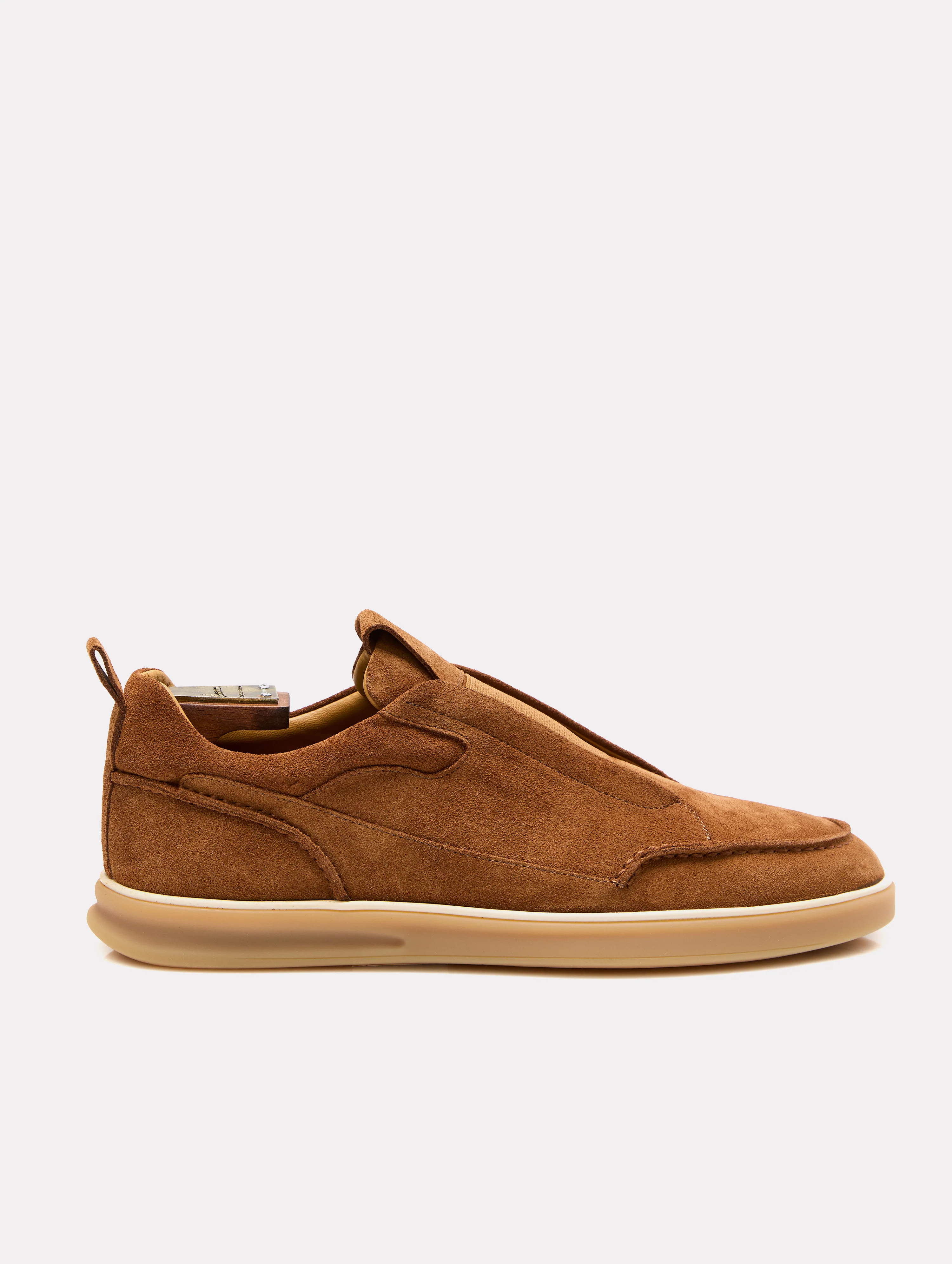 Slip-on sneakers din piele intoarsa camel