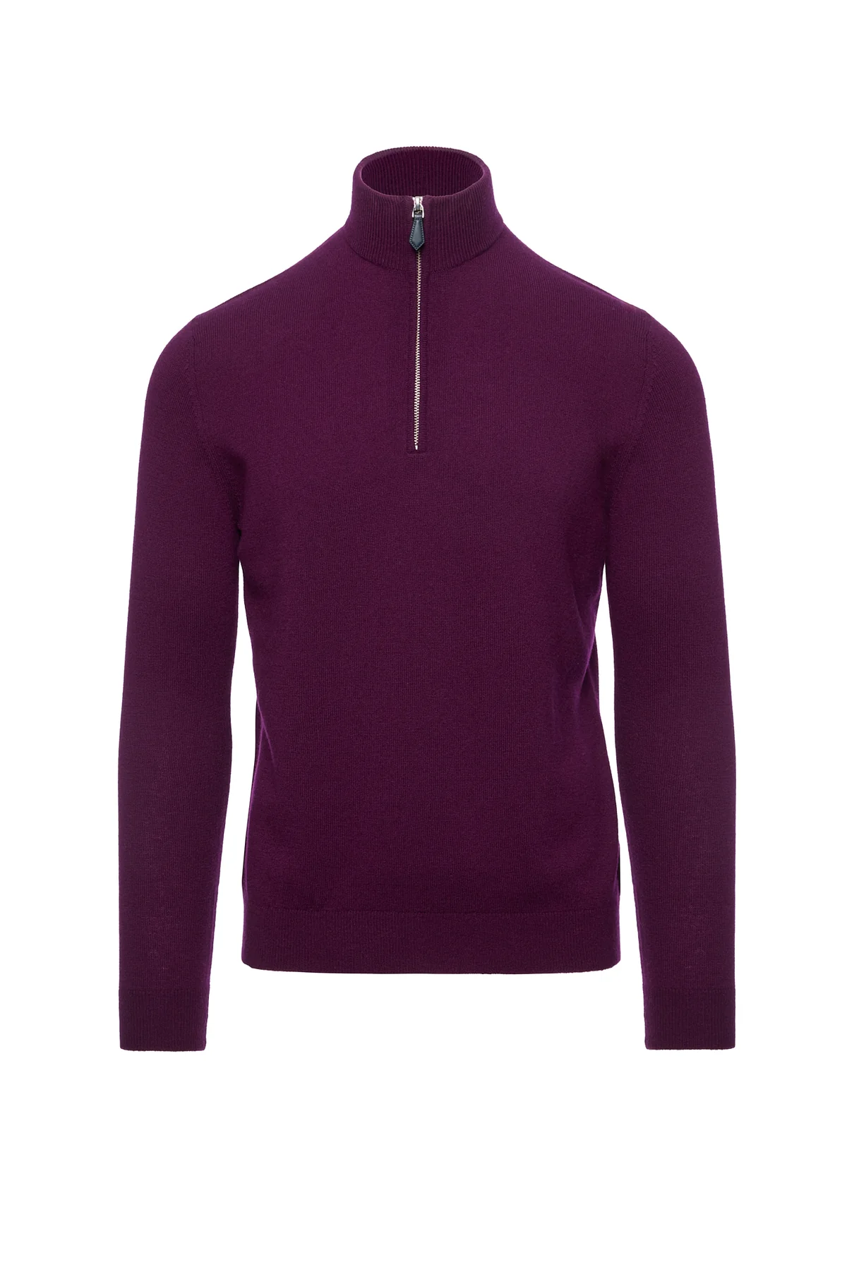 Maleta half-zip din lana si casmir, mov