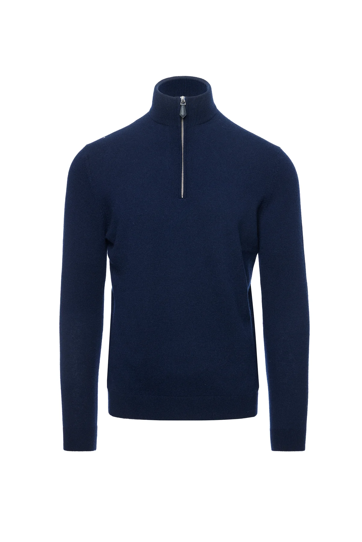 Maleta half-zip din lana si casmir, navy