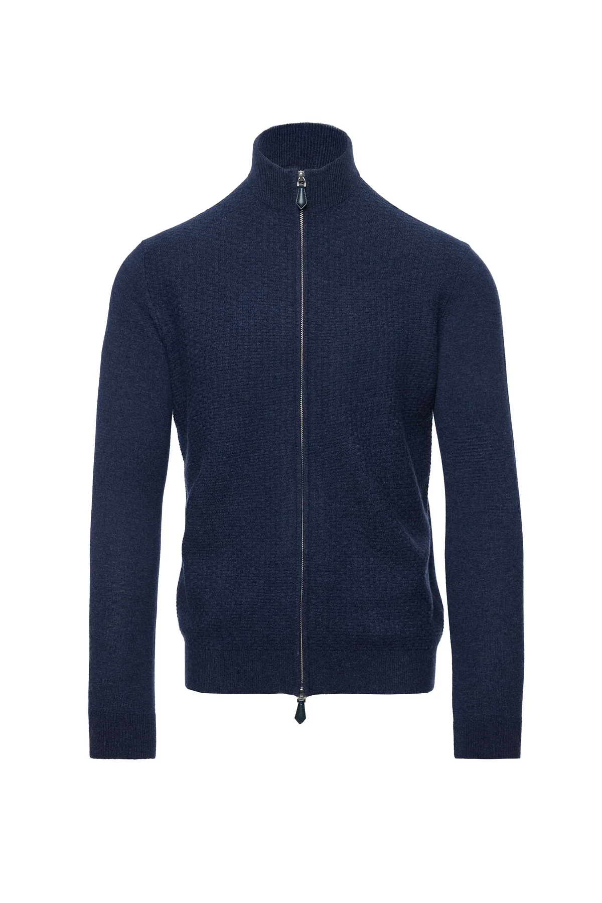 Cardigan casmir & lana cu fermoar, indigo