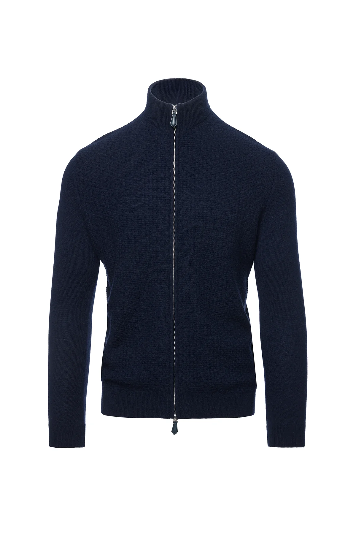 Cardigan casmir & lana cu fermoar, navy