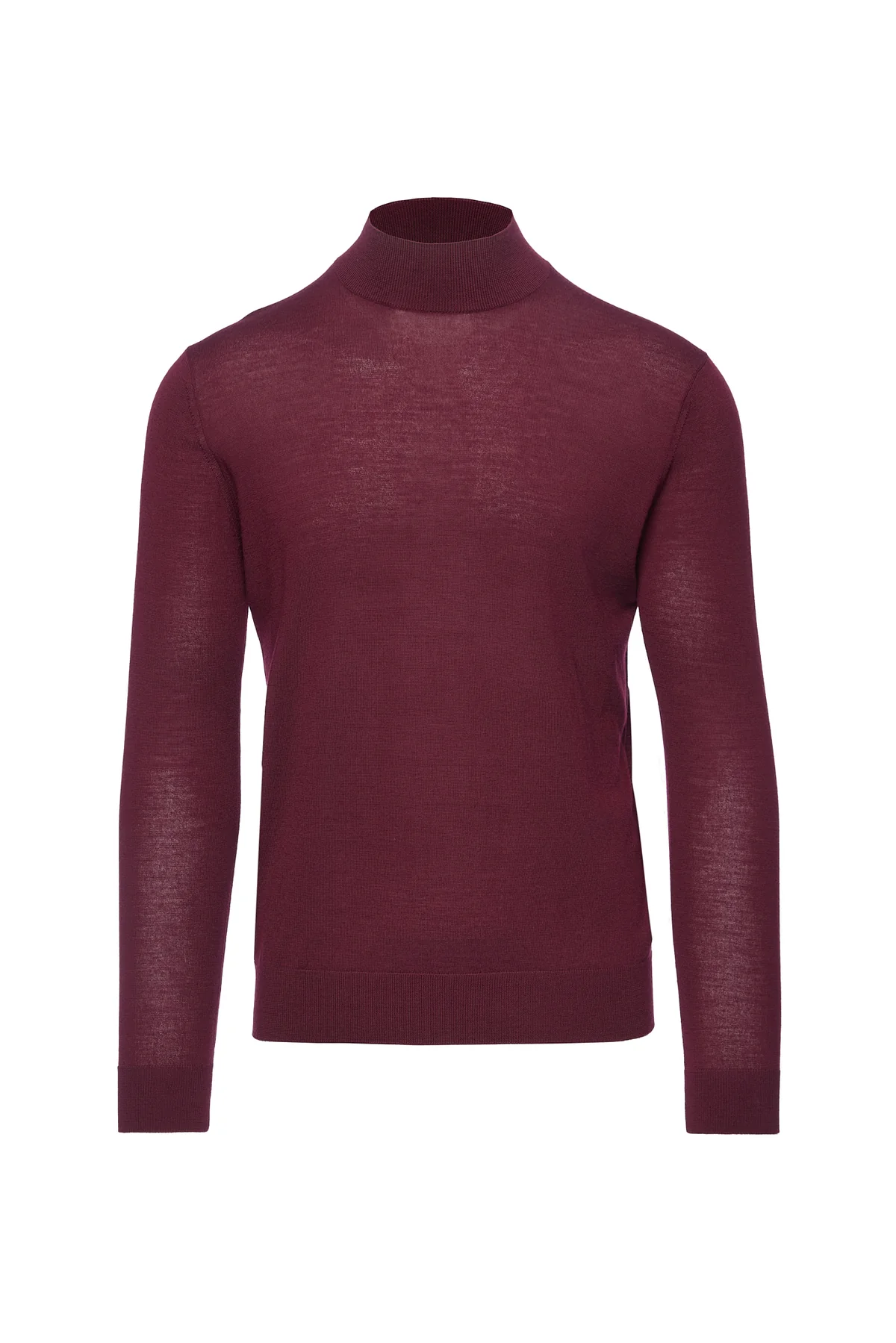 Maleta lana merino, guler semi-inalt, Bordeaux