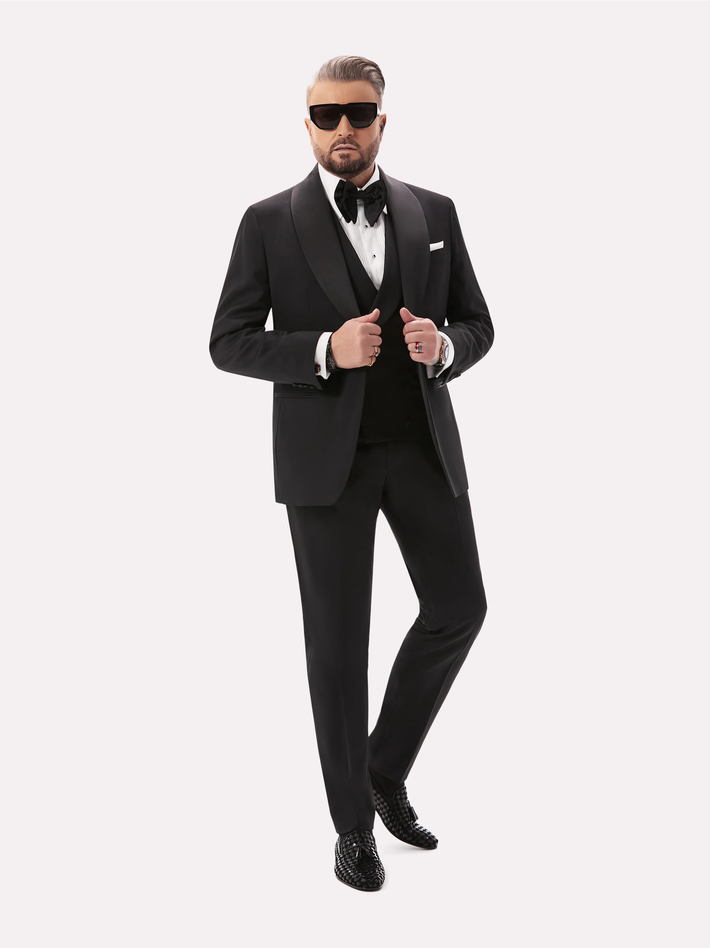 SACOU SMOKING NEGRU LANA CU REVER SAL