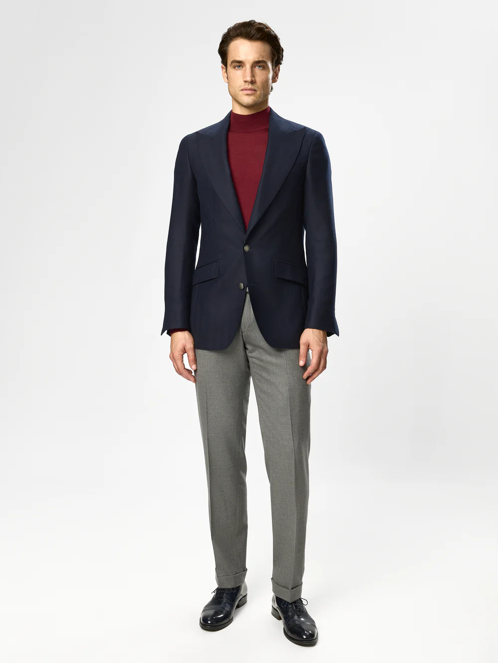 Sacou navy herringbone tesatura Vitale Barberis Canonico