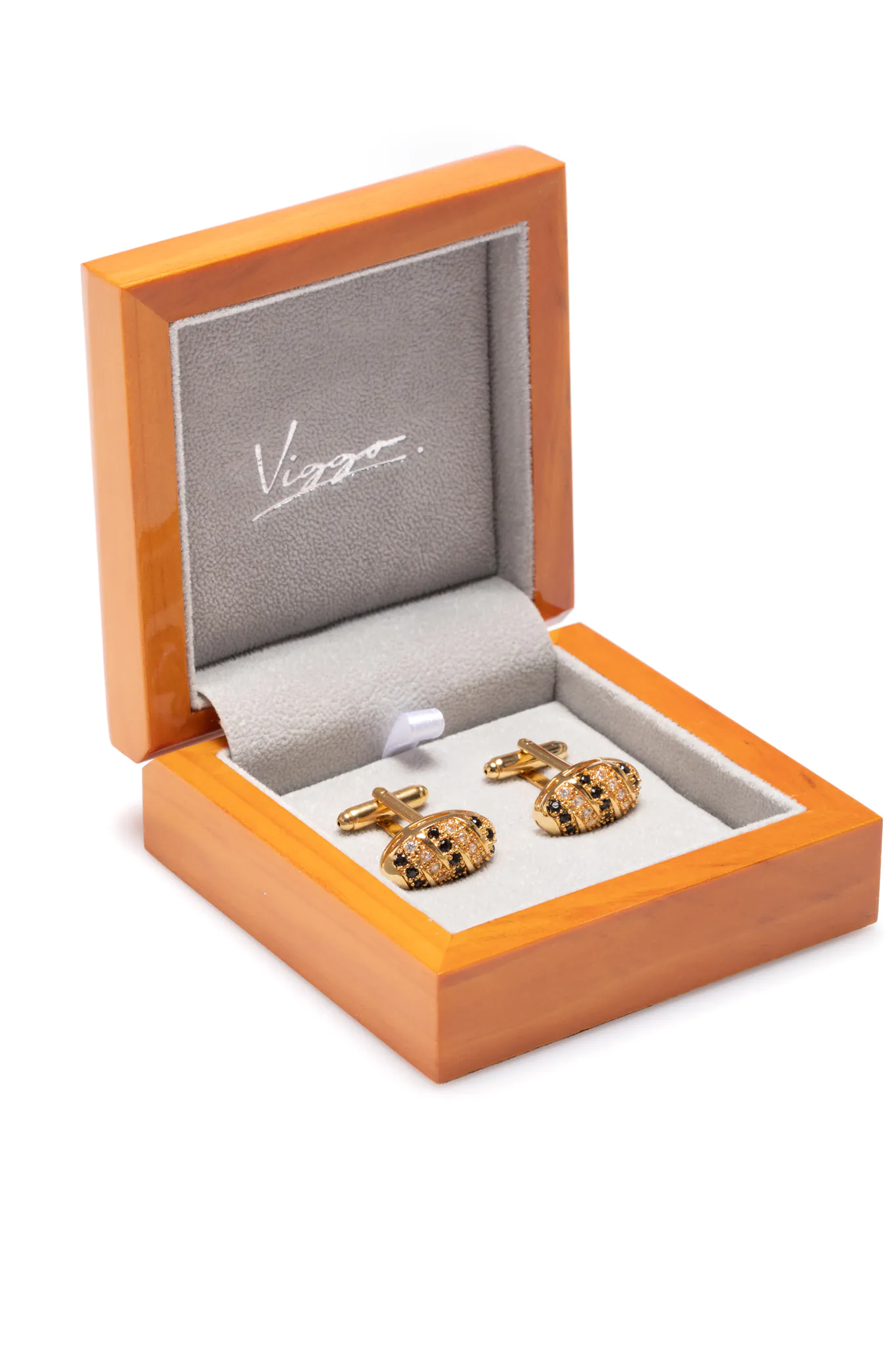 BUTONI OVALI AURII CU CRISTALE NEGRE - imagine 3