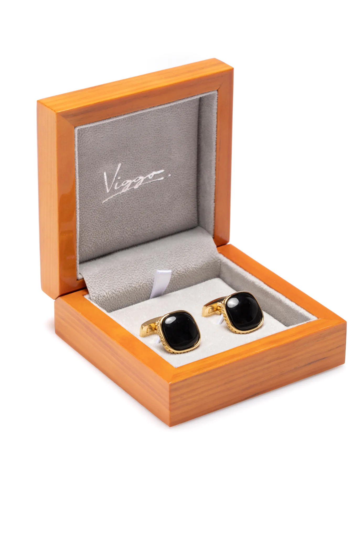 BUTONI PATRATI AURII CU PIATRA NEAGRA