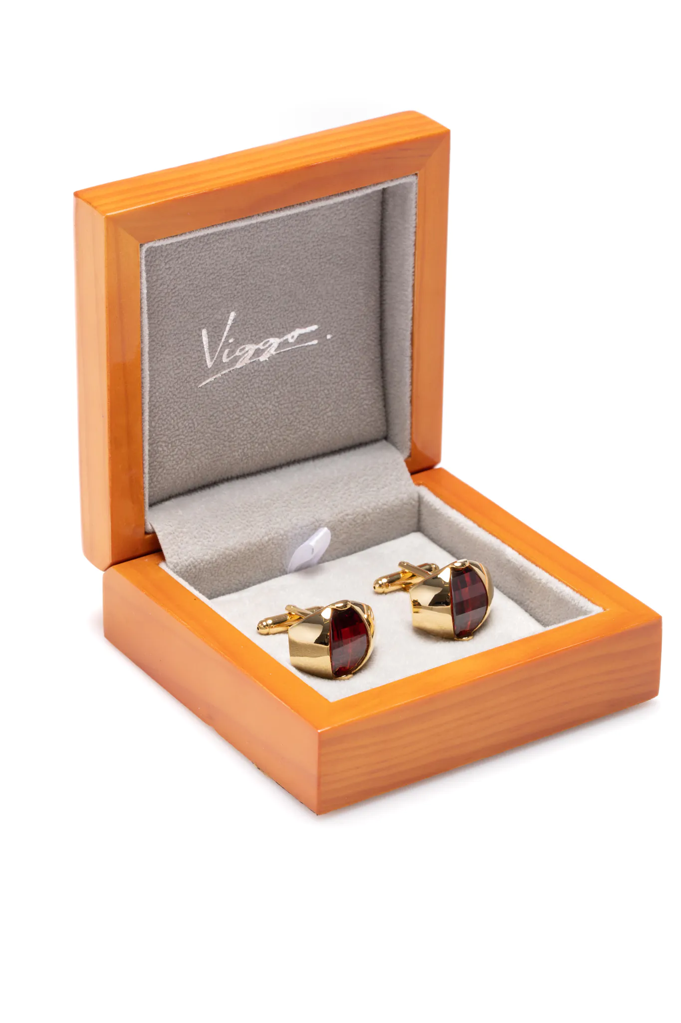 BUTONI AURII CU PIATRA BORDO - imagine 3