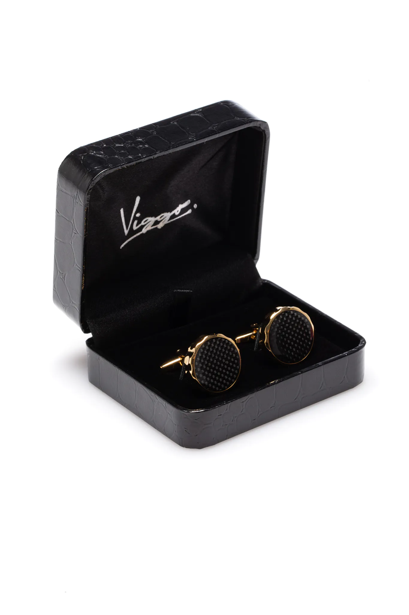 BUTONI ROTUNZI AURII CU TEXTURA NEAGRA - imagine 3