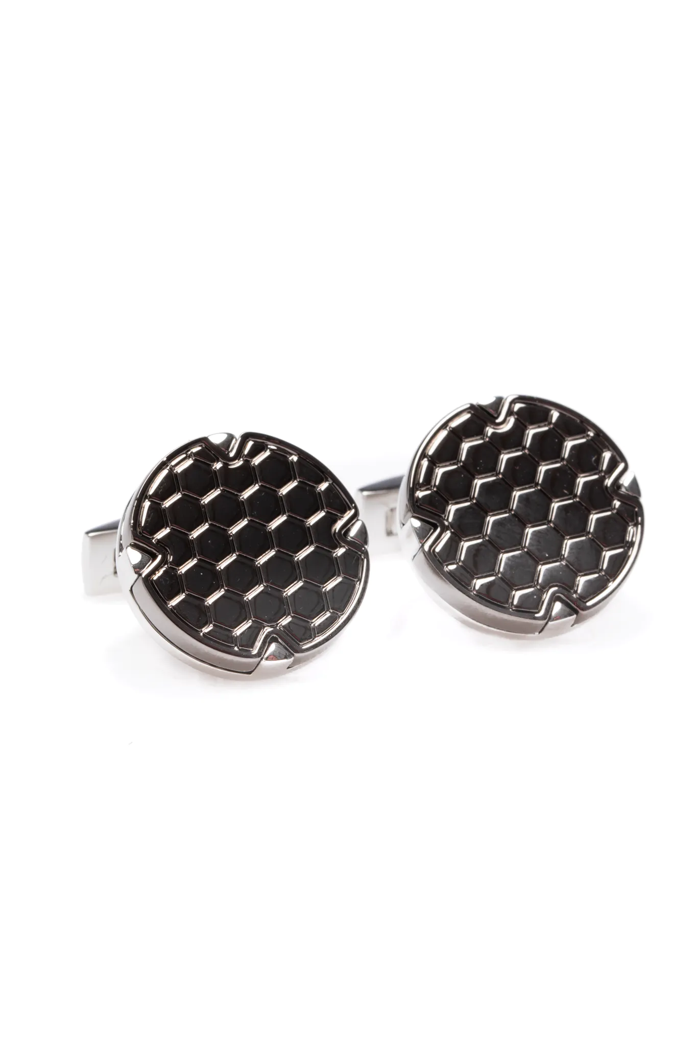 BUTONI ARGINTII ROTUNZI CU PIATRA NEAGRA