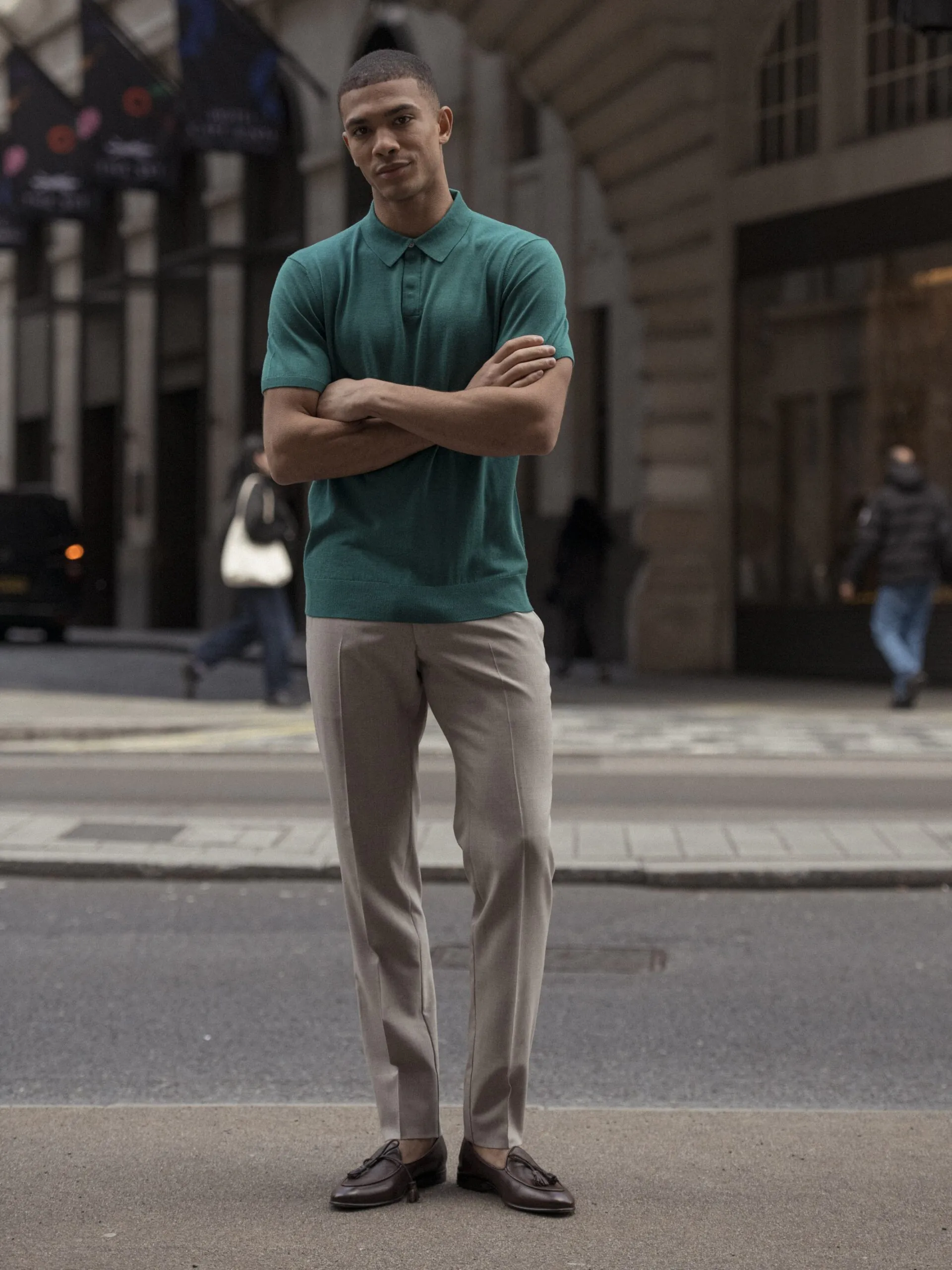 TRICOU POLO VERDE DIN MATASE NATURALA SI LANA MERINO - imagine 4