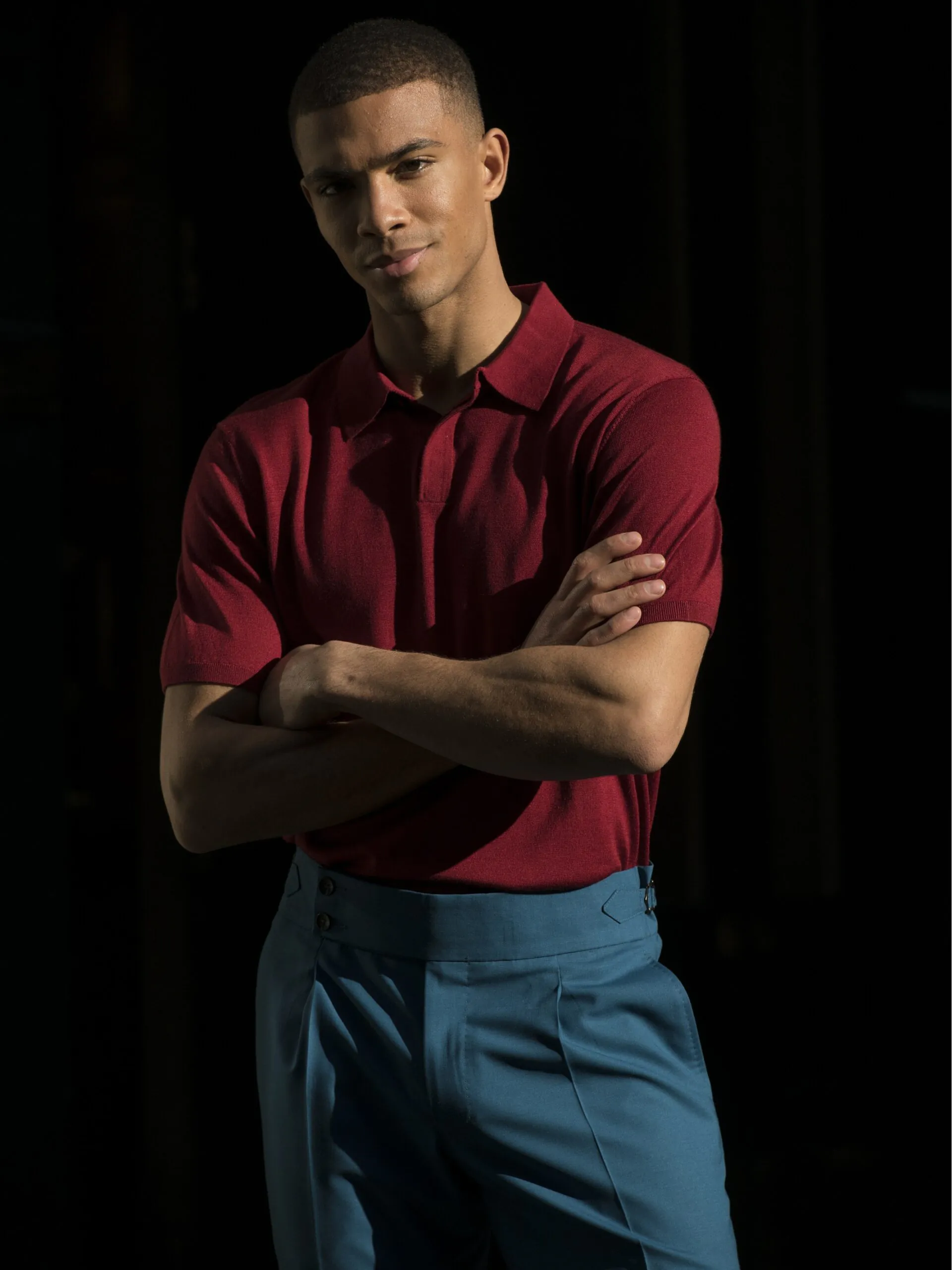 TRICOU POLO BORDEAUX DIN MATASE NATURALA SI LANA MERINO