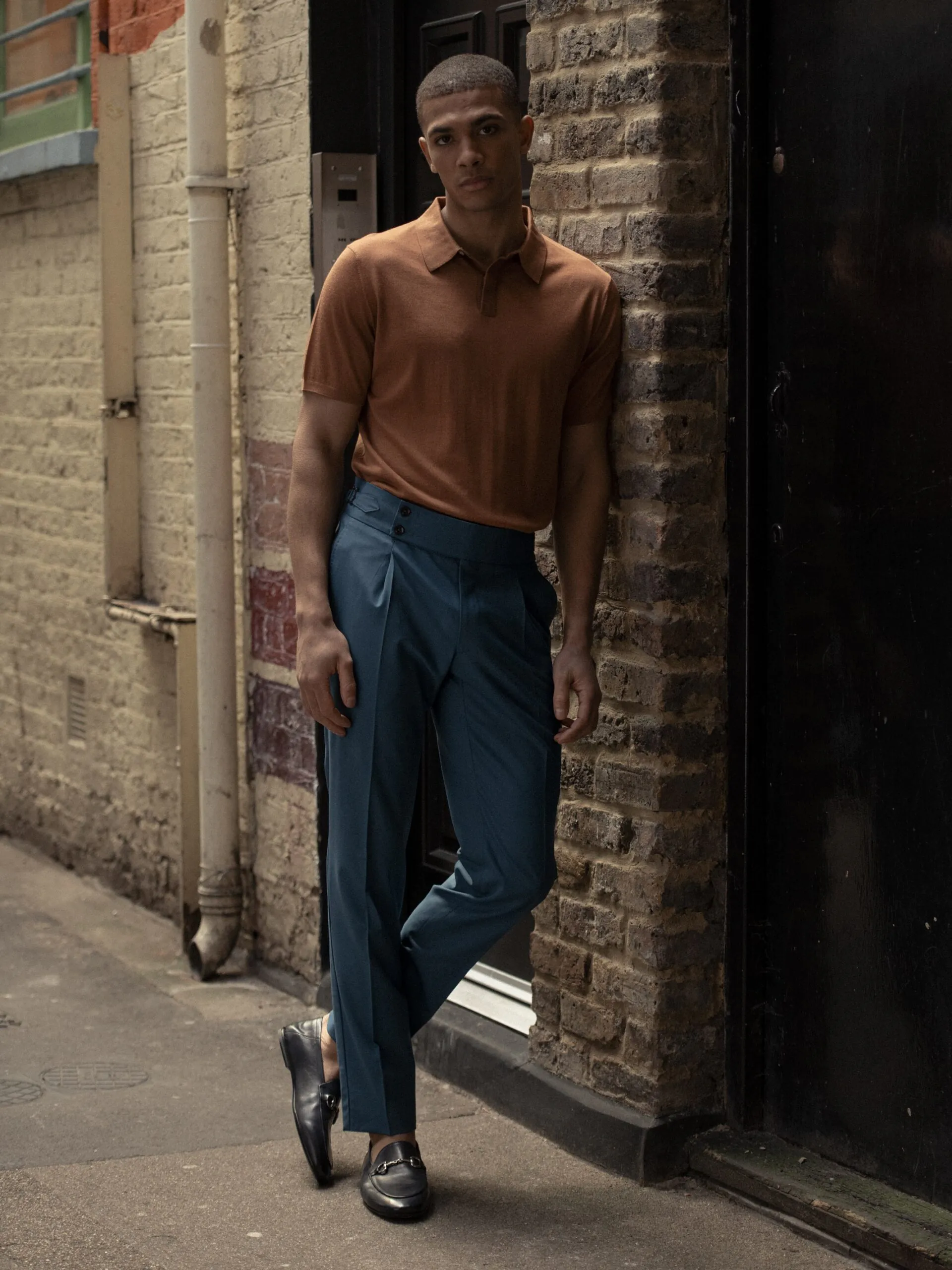 TRICOU POLO CAMEL DIN MATASE NATURALA SI LANA MERINO