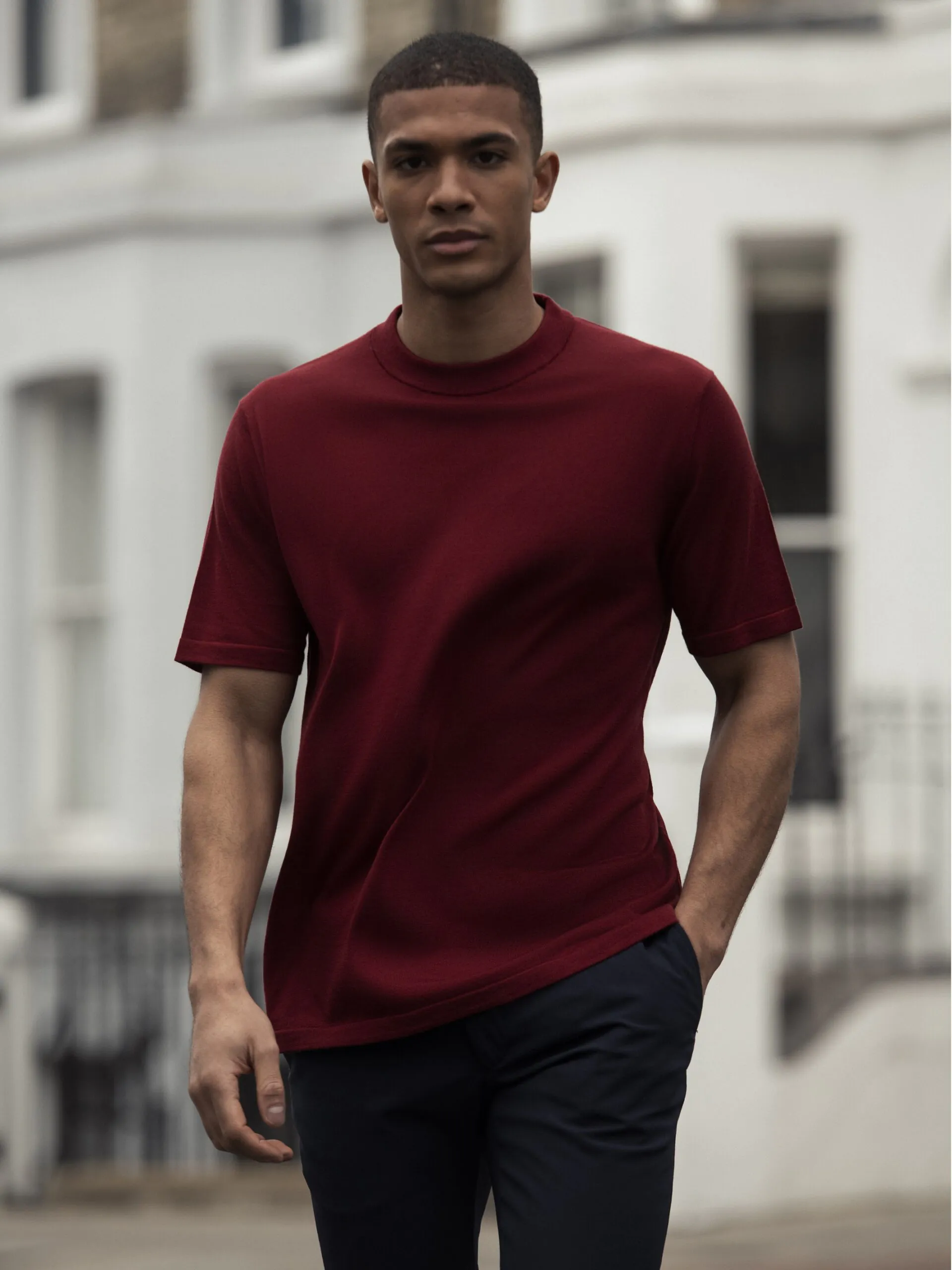 TRICOU BORDEAUX DIN MATASE NATURALA SI LANA MERINO