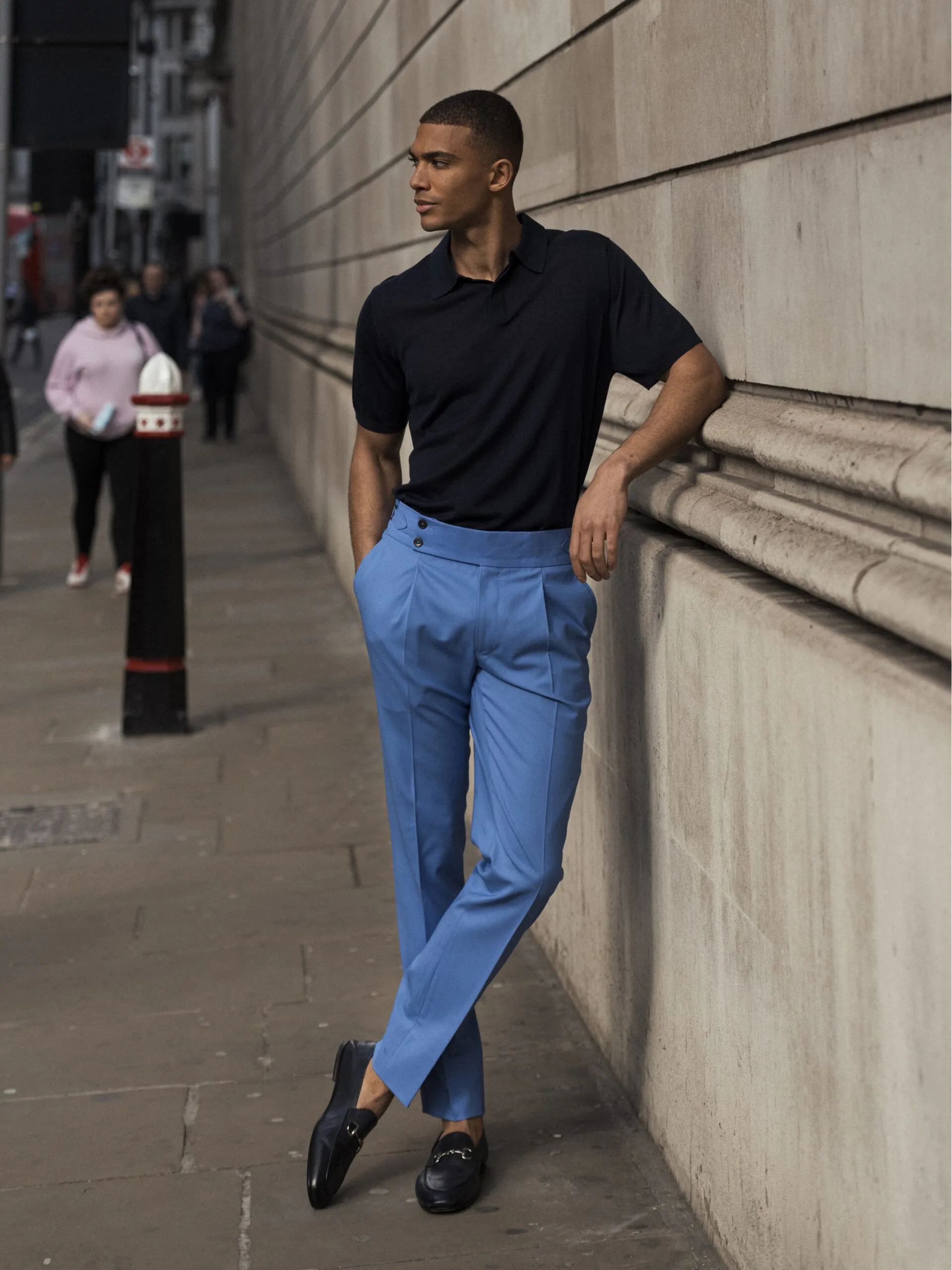 TRICOU POLO NAVY DIN MATASE NATURALA SI LANA MERINO - imagine 4