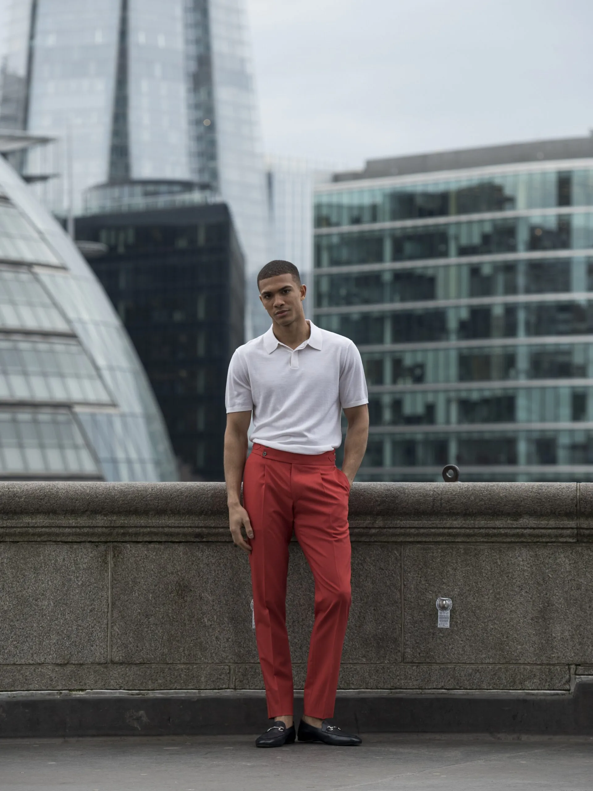 TRICOU POLO ALB DIN MATASE NATURALA SI LANA MERINO