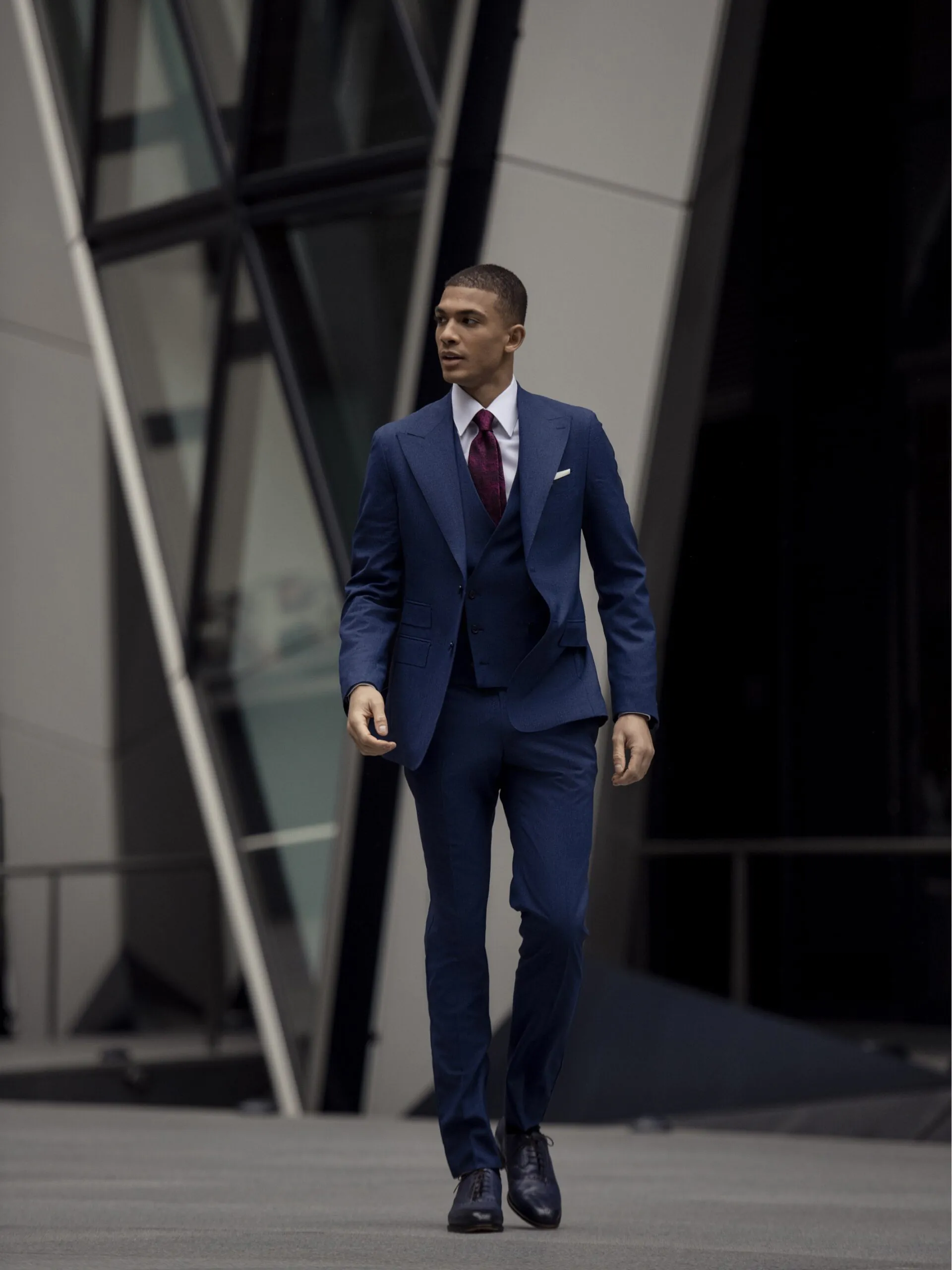 COSTUM TREI PIESE NAVY TEXTURAT, TAILORED FIT