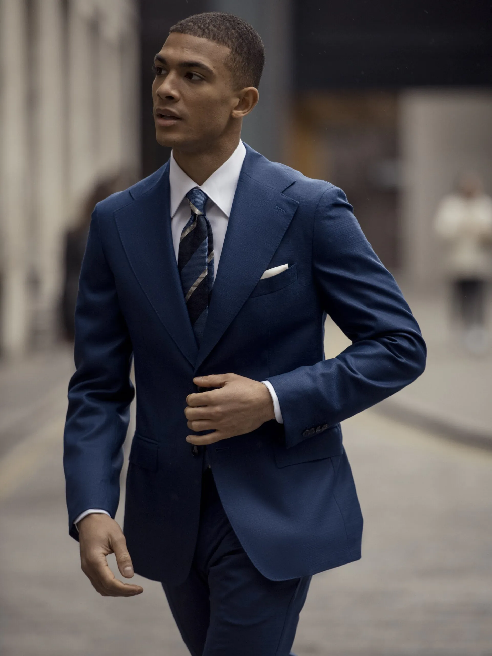COSTUM DOUA PIESE BLEUMARIN TEXTURAT FIN, TAILORED FIT