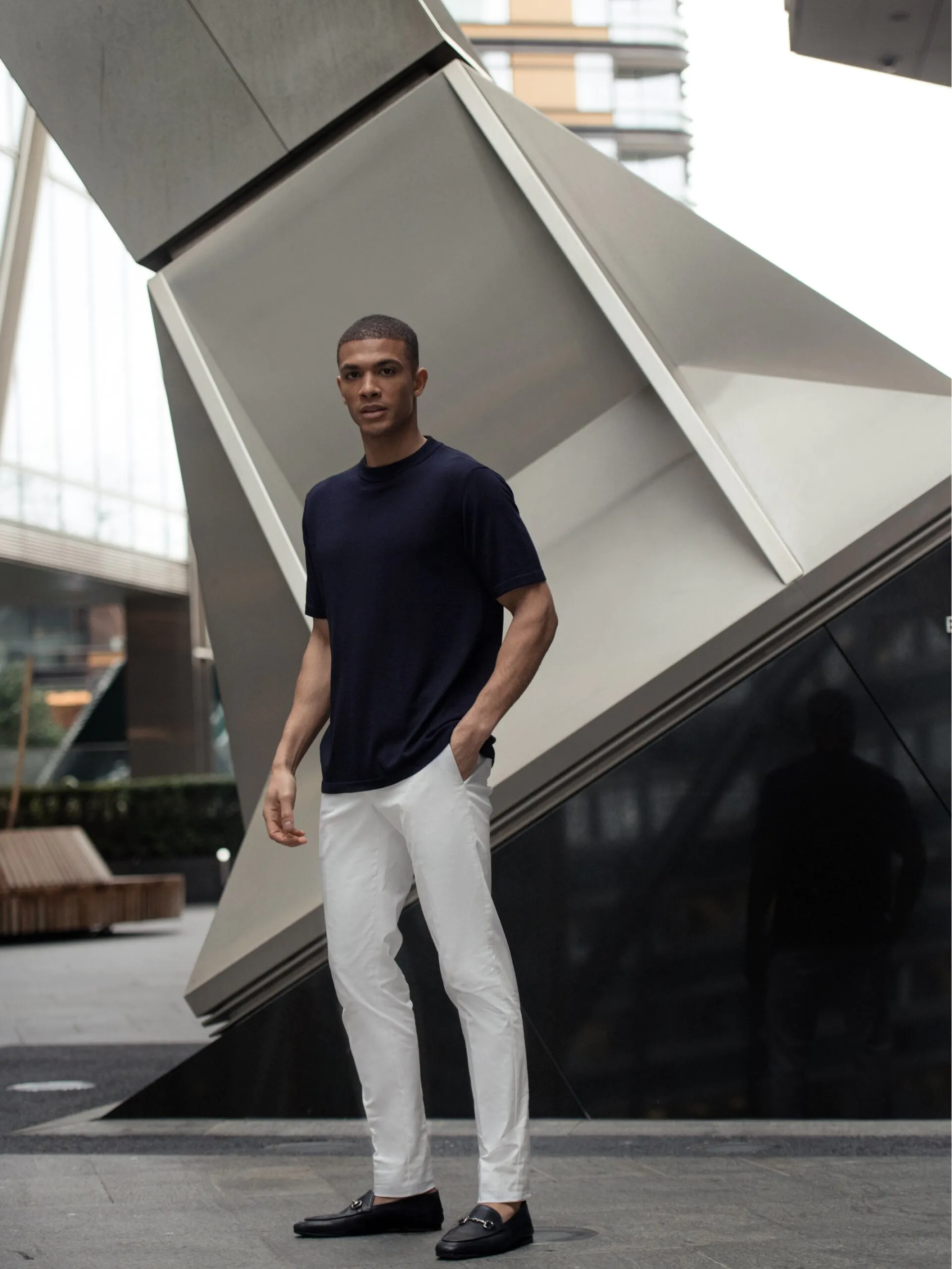 TRICOU NAVY DIN MATASE NATURALA SI LANA MERINO