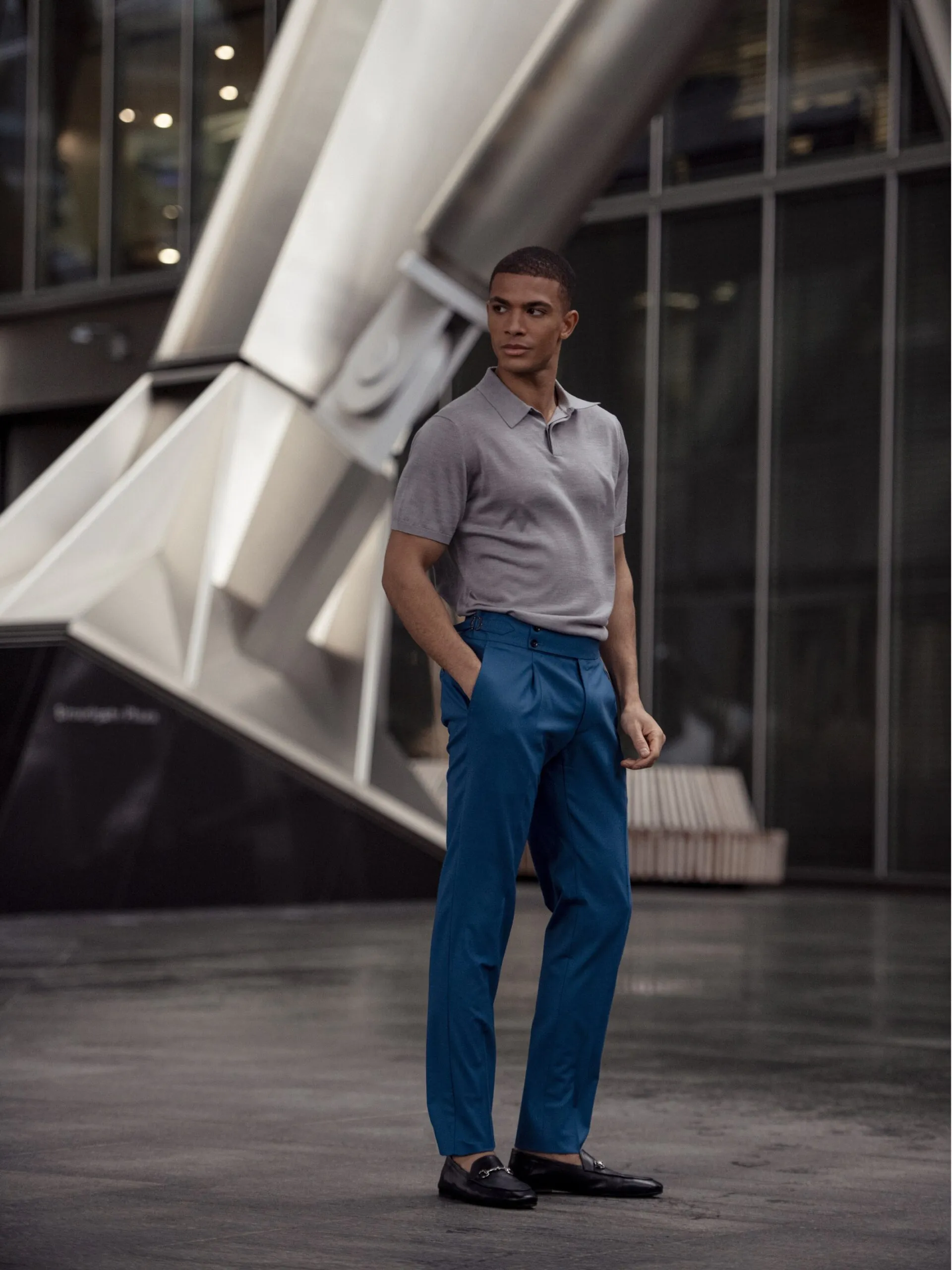 PANTALONI TURQUOISE CU TALIE AJUSTABILA