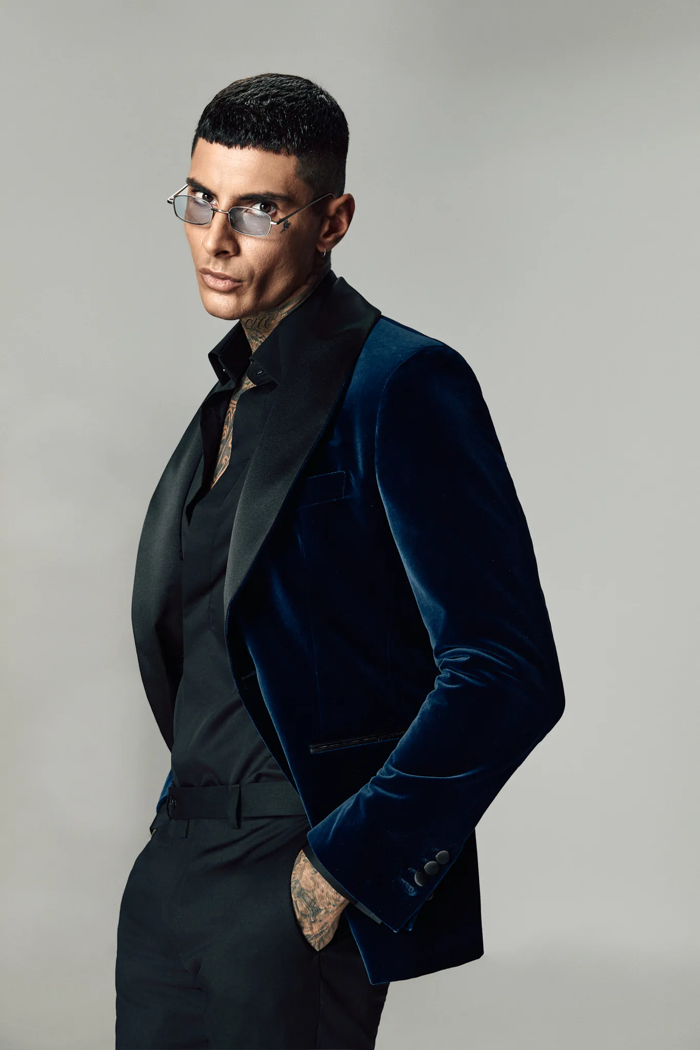 SACOU SMOKING DIN CATIFEA NAVY - imagine 3