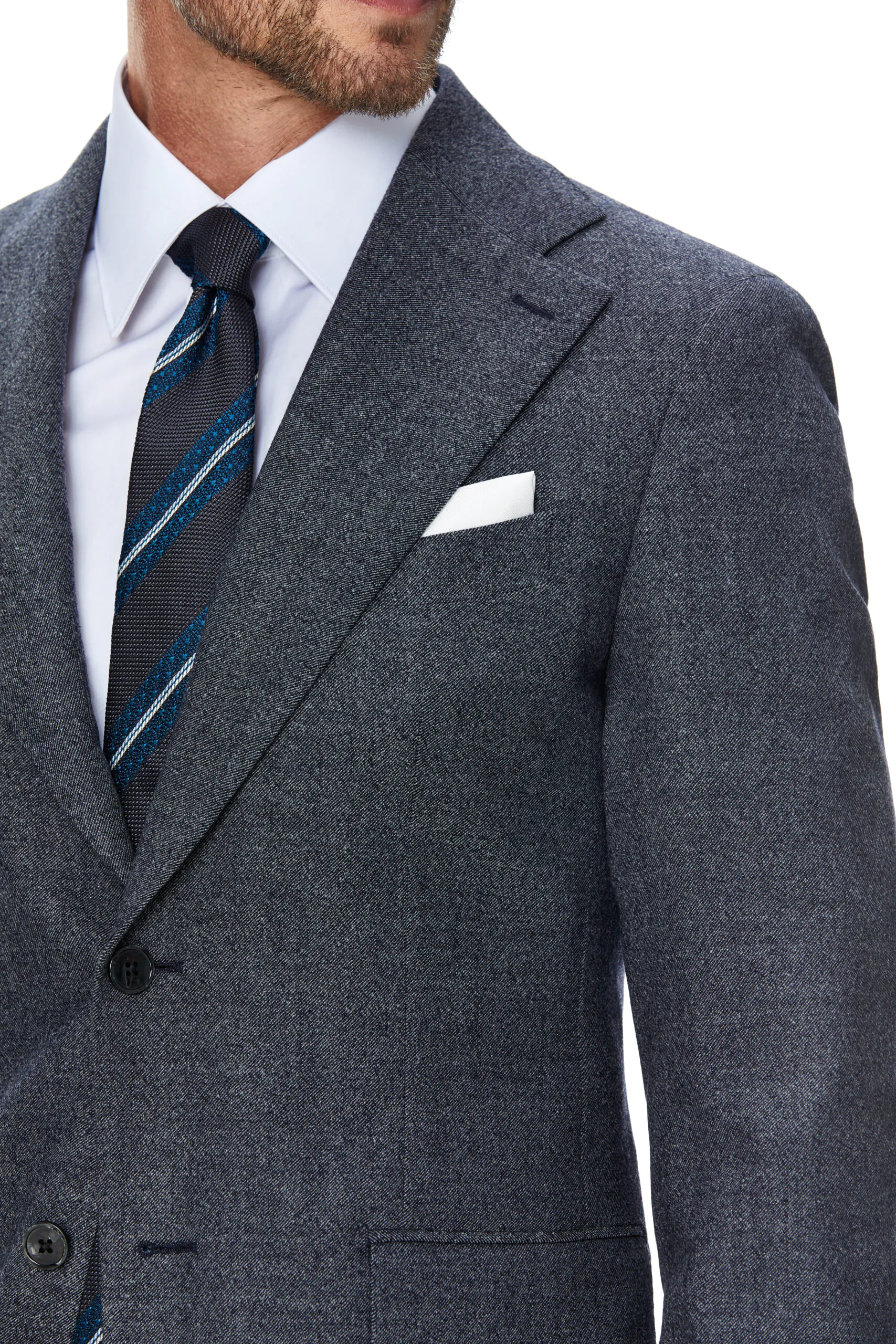 COSTUM DOUA PIESE GRI DIN FLANEL TEXTURAT - imagine 4