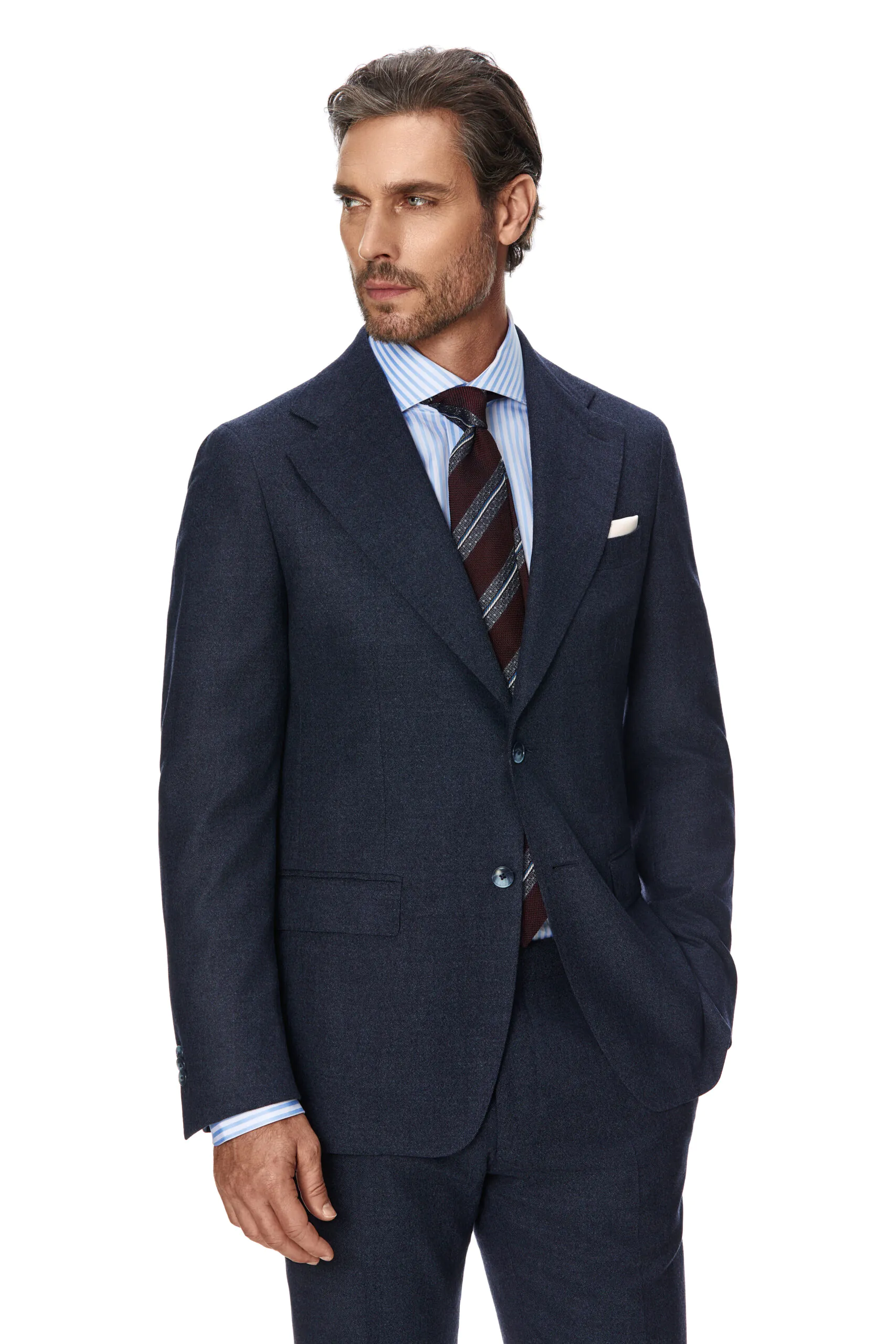 COSTUM DOUA PIESE BLEUMARIN DIN FLANEL TEXTURAT