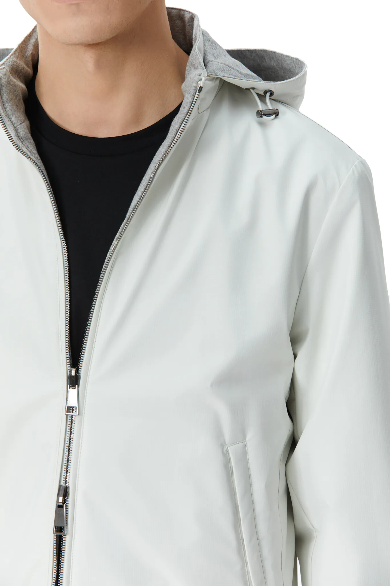 JACHETA REVERSIBILA ALB/GRI DIN MATERIAL TEHNO SI LANA - imagine 5