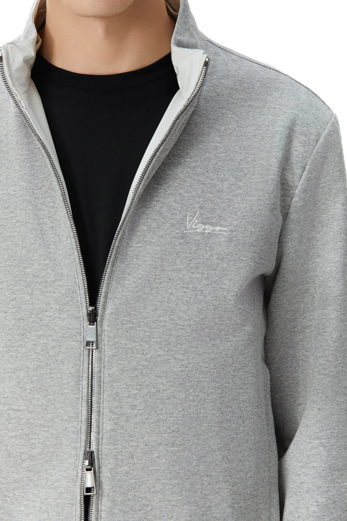 JACHETA REVERSIBILA ALB/GRI DIN MATERIAL TEHNO SI LANA - imagine 3