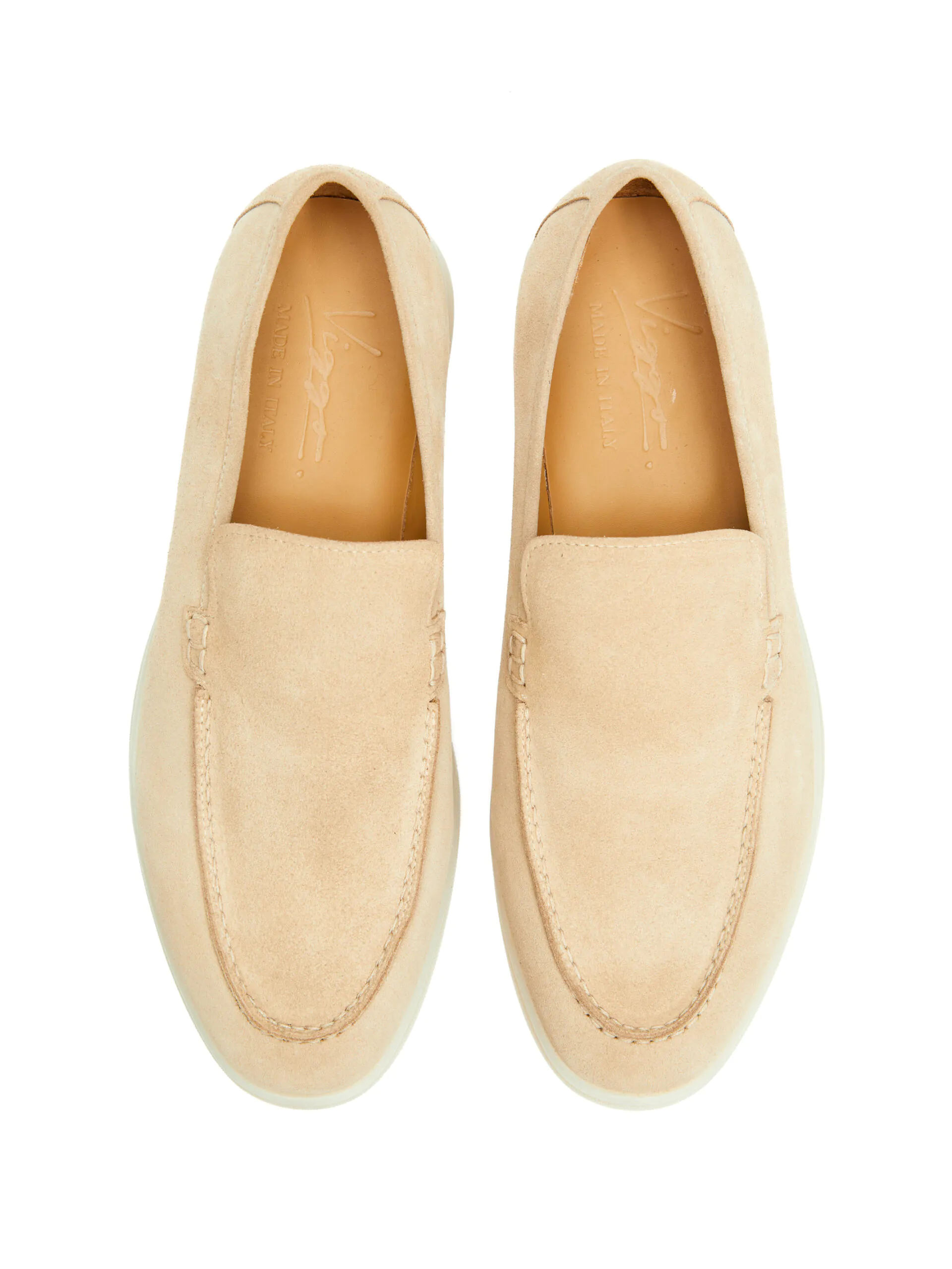 MOCASINI BEIGE DIN PIELE INTOARSA - imagine 3