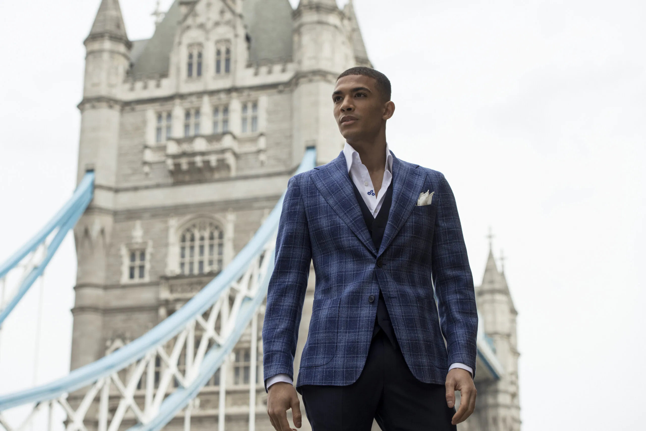 SACOU NAVY CHECK, TAILORED FIT - imagine 4