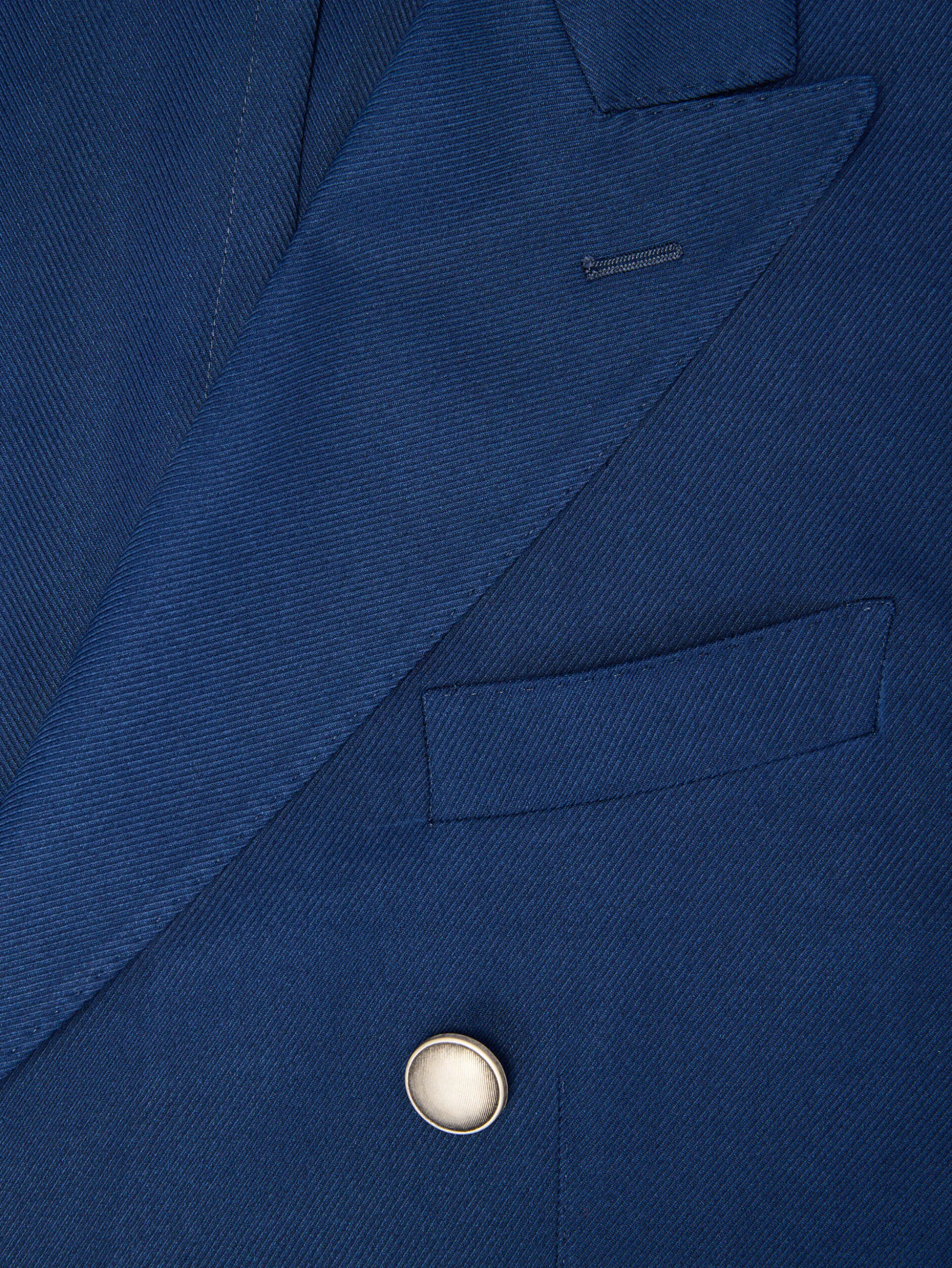 SACOU ALBASTRU TEXTURAT LA DOUA RANDURI DE NASTURI, SLIM FIT - imagine 5