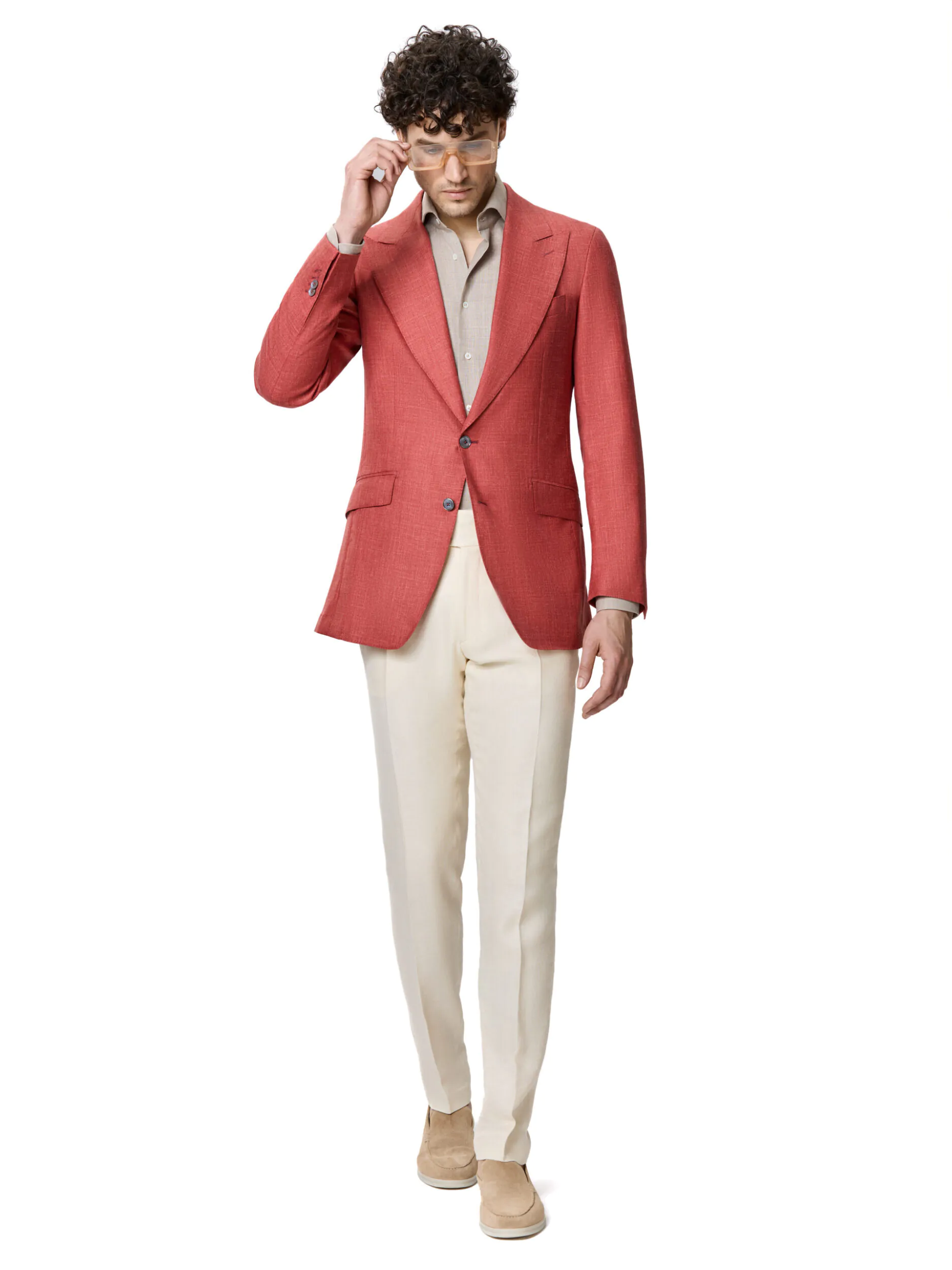 SACOU TESATURA TALLIA DI DELFINO, MADE TO MEASURE, ROSU