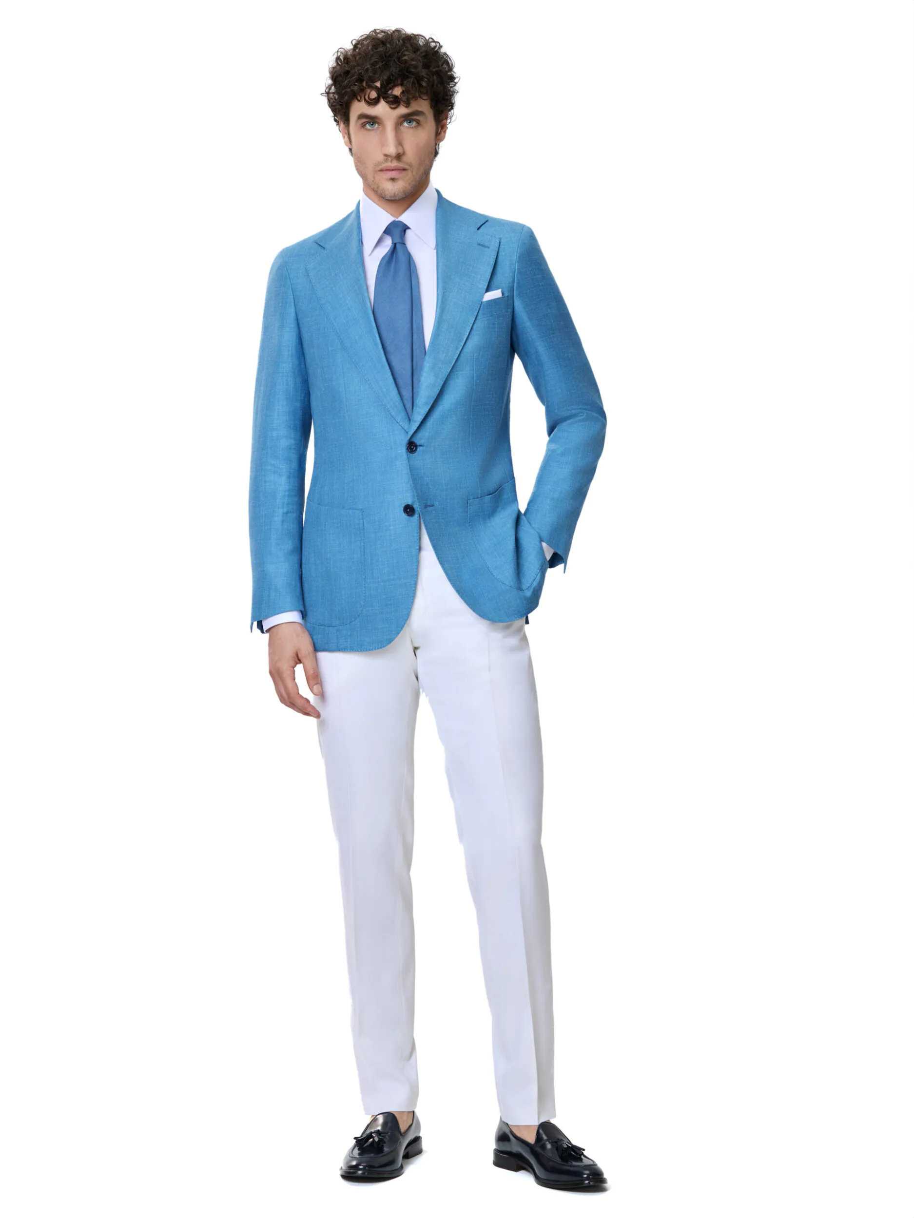 SACOU TESATURA TALLIA DI DELFINO, MADE TO MEASURE, ALBASTRU - imagine 7