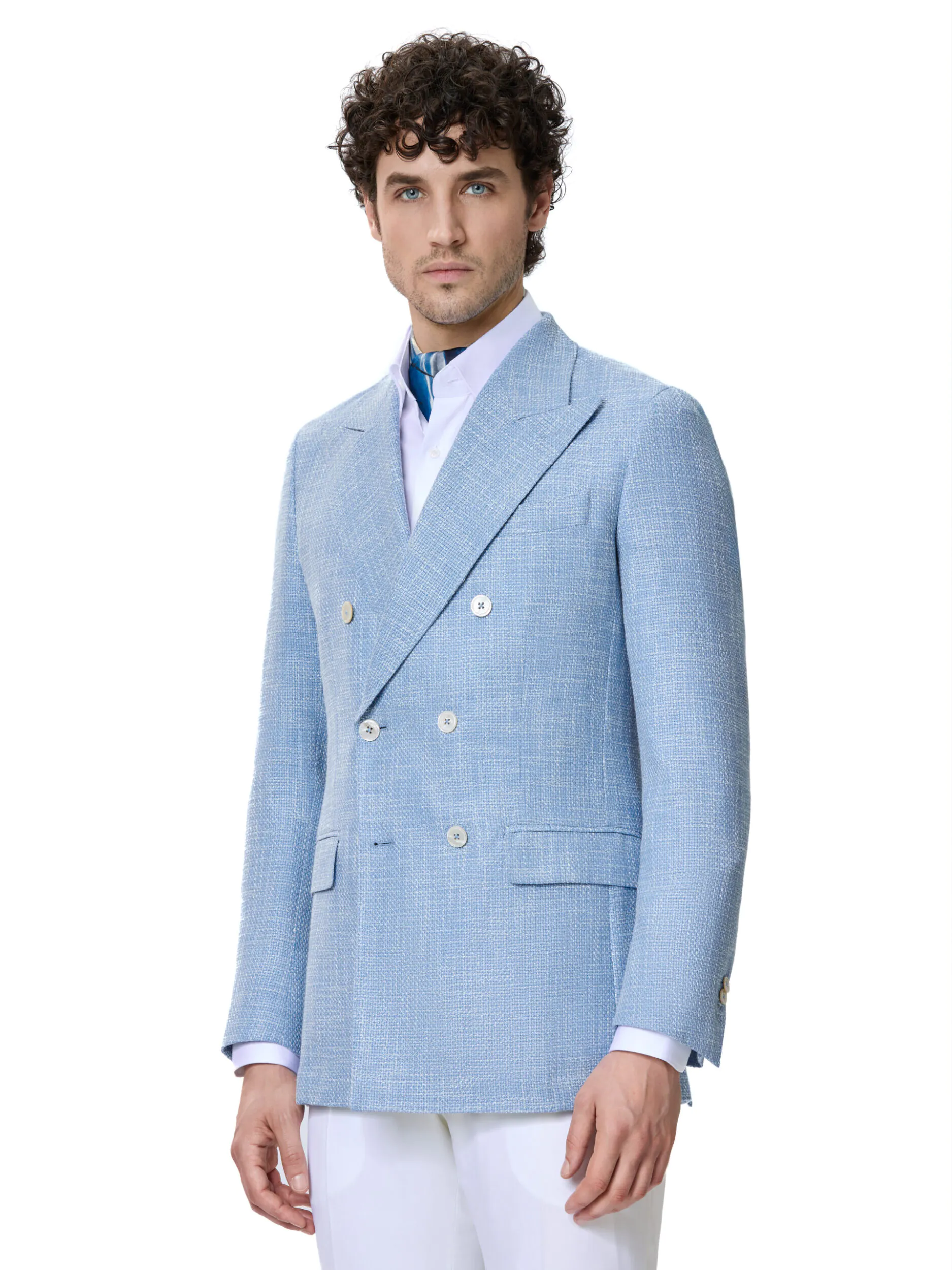 SACOU TESATURA LORO PIANA, MADE TO MEASURE, BLEU