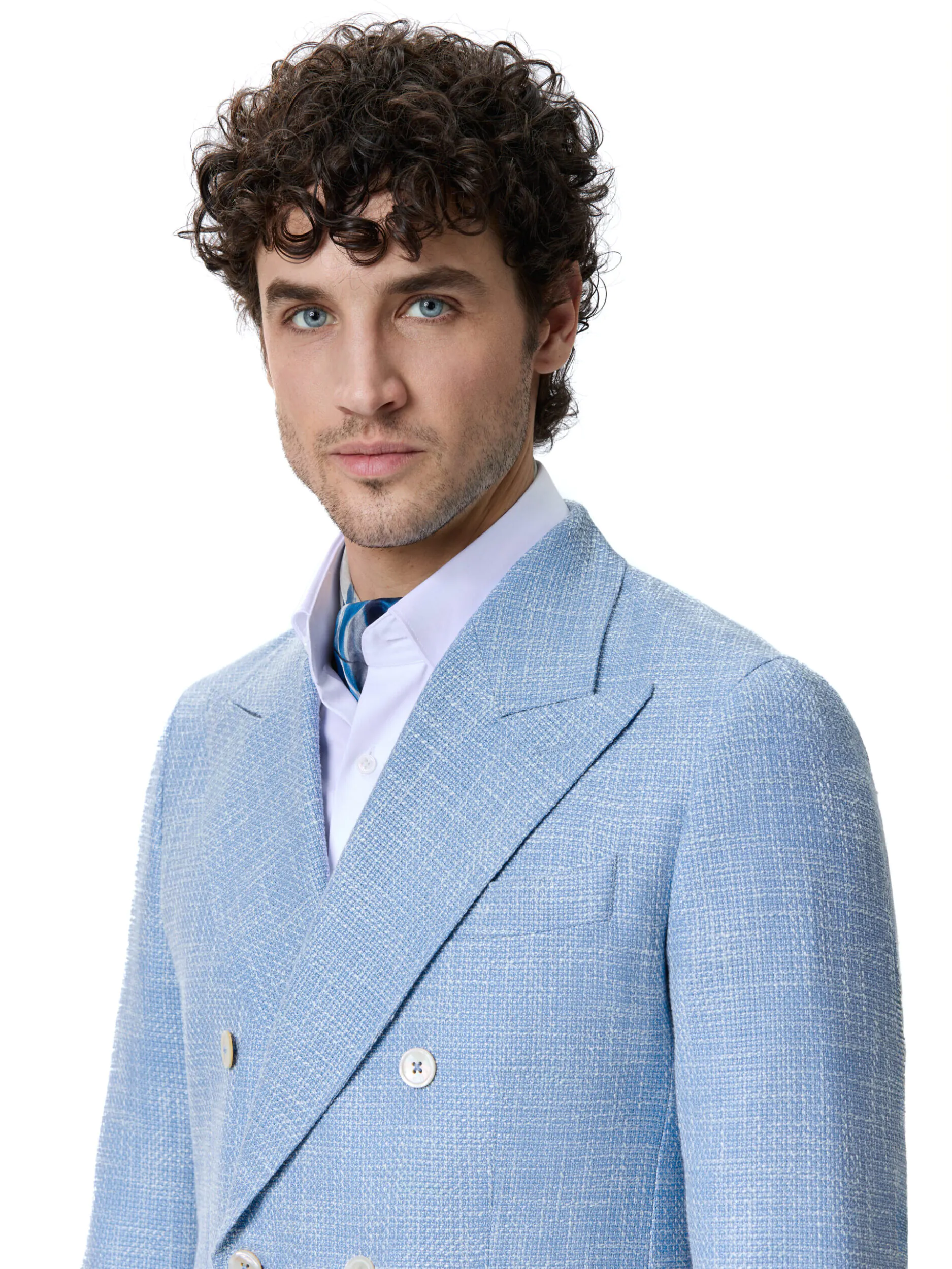 SACOU TESATURA LORO PIANA, MADE TO MEASURE, BLEU - imagine 6