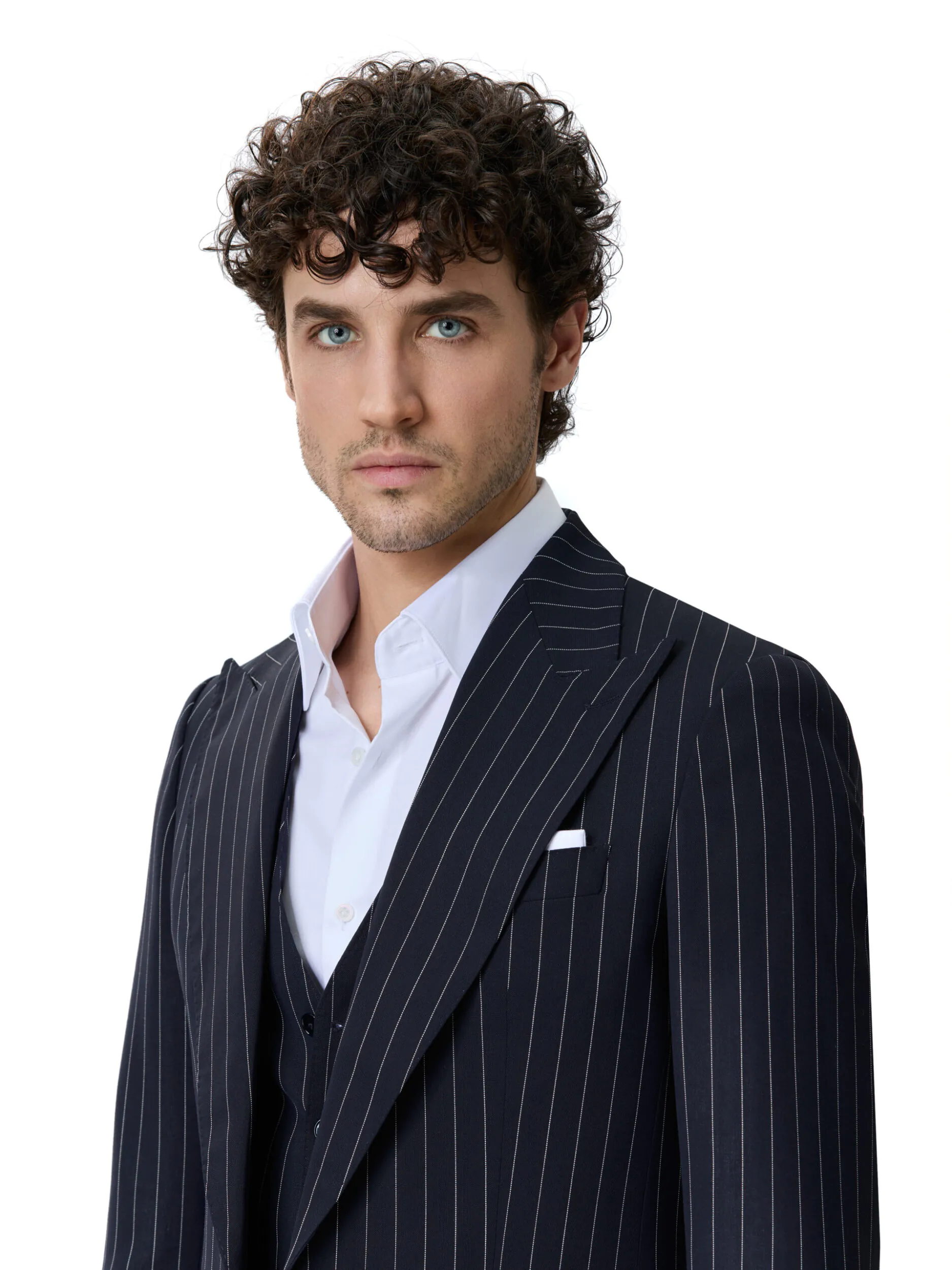 COSTUM TESATURA TALLIA DI DELFINO, MADE TO MEASURE, NEGRU CU DUNGI - imagine 4