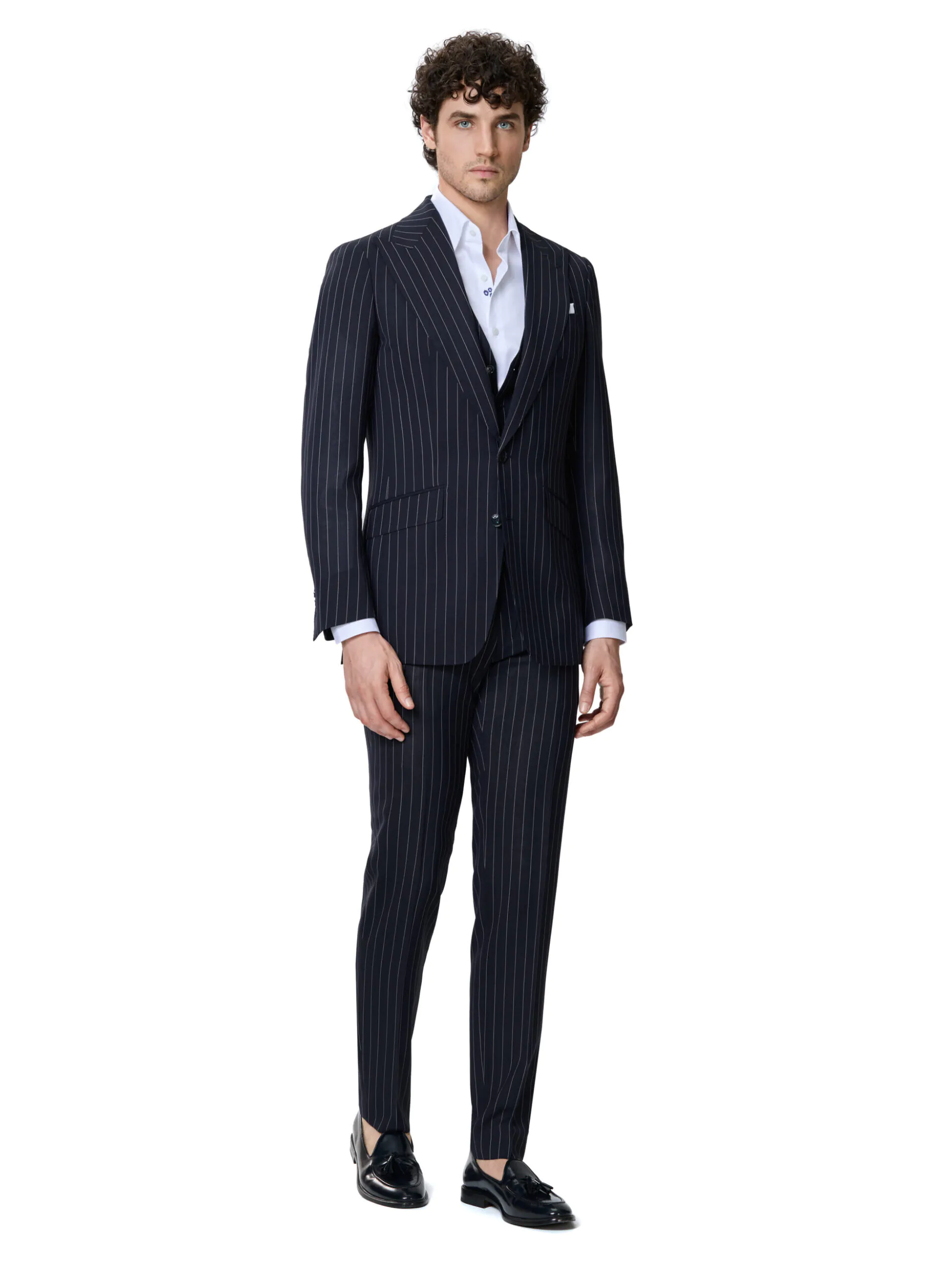 COSTUM TESATURA TALLIA DI DELFINO, MADE TO MEASURE, NEGRU CU DUNGI - imagine 7