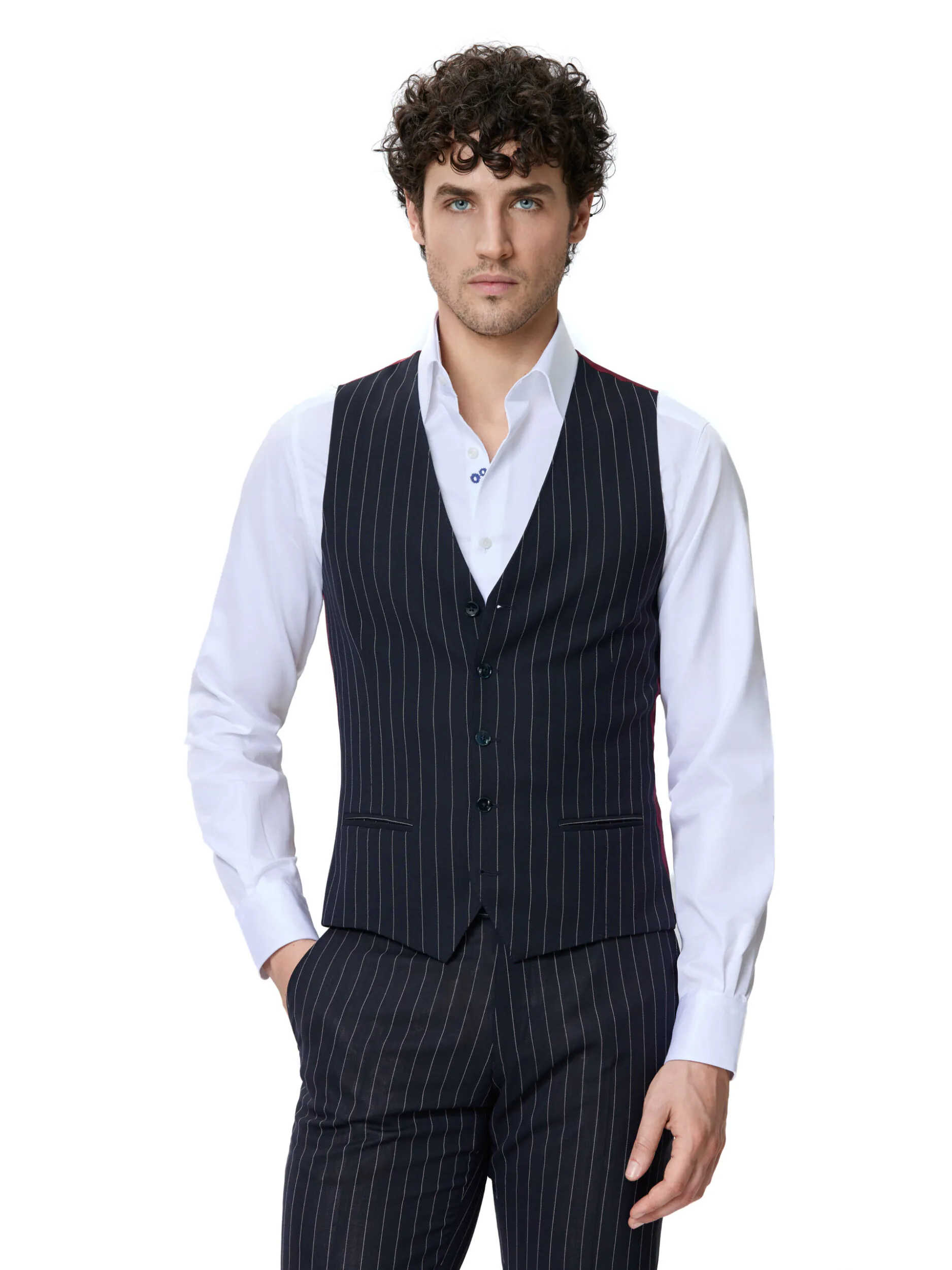 COSTUM TESATURA TALLIA DI DELFINO, MADE TO MEASURE, NEGRU CU DUNGI - imagine 8