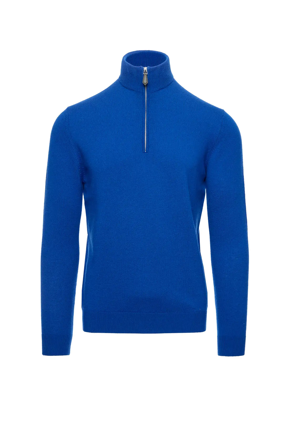 Maleta half-zip din lana si casmir, albastru