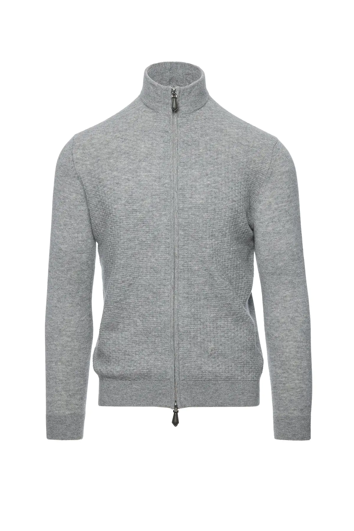 Cardigan casmir & lana cu fermoar, gri