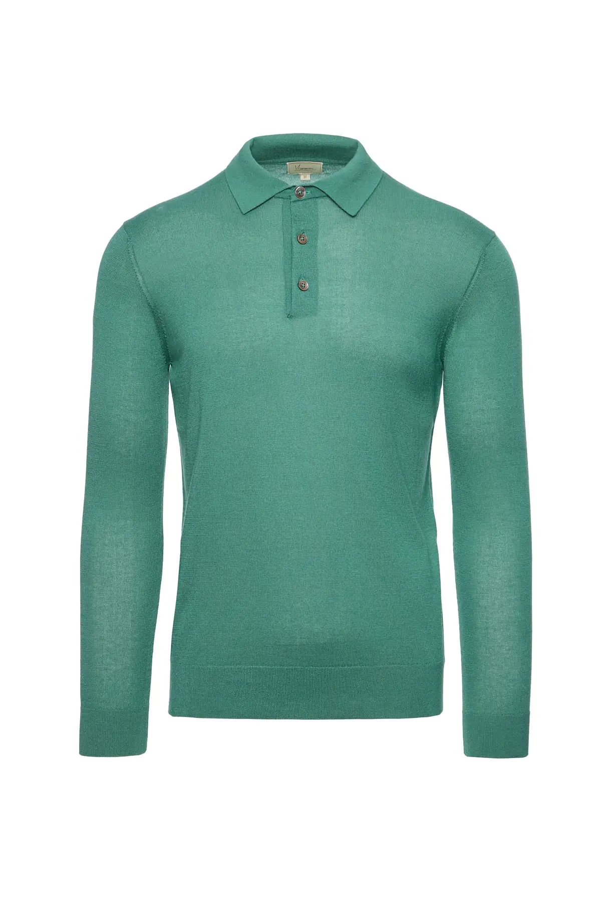 Bluza casmir & matase, guler Polo, verde